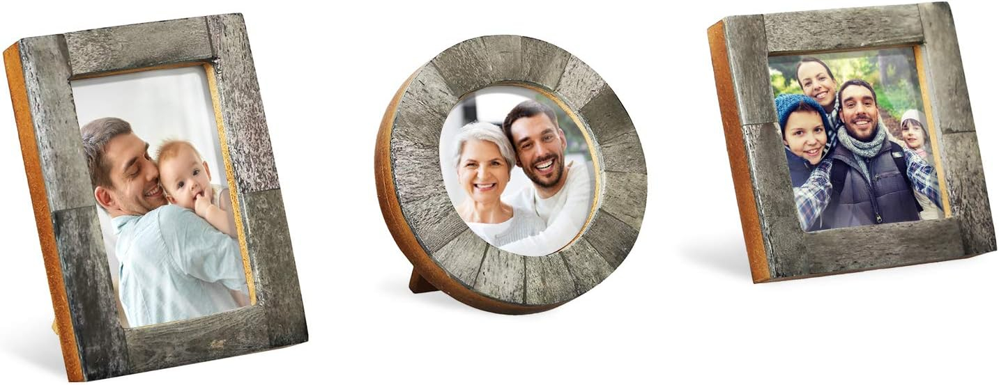 Handicrafts Home Baby Picture Frame for Newborn Girls and Boys Shower Frames Set of 3 Grey