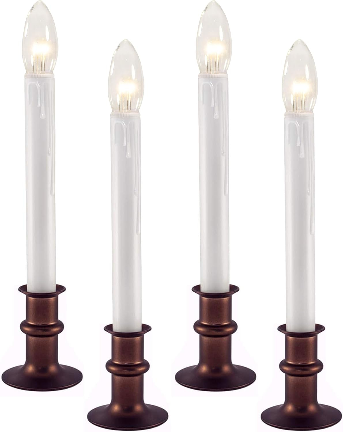 612 Vermont Ultra-Bright LED Christmas Window Candles with Timer, Battery Operated, Metal Base (Antique Bronze)