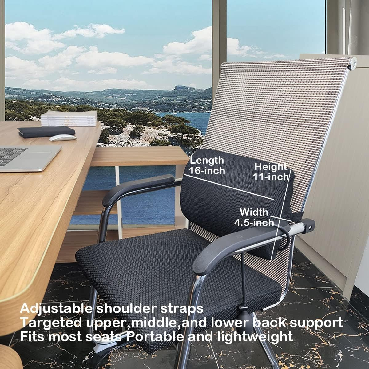 Inflatable Lumbar Support Pillow for Car Seat and Office Chair,Back Support Cushion with Air Pump for Reducing Lower Back Pain(Black)