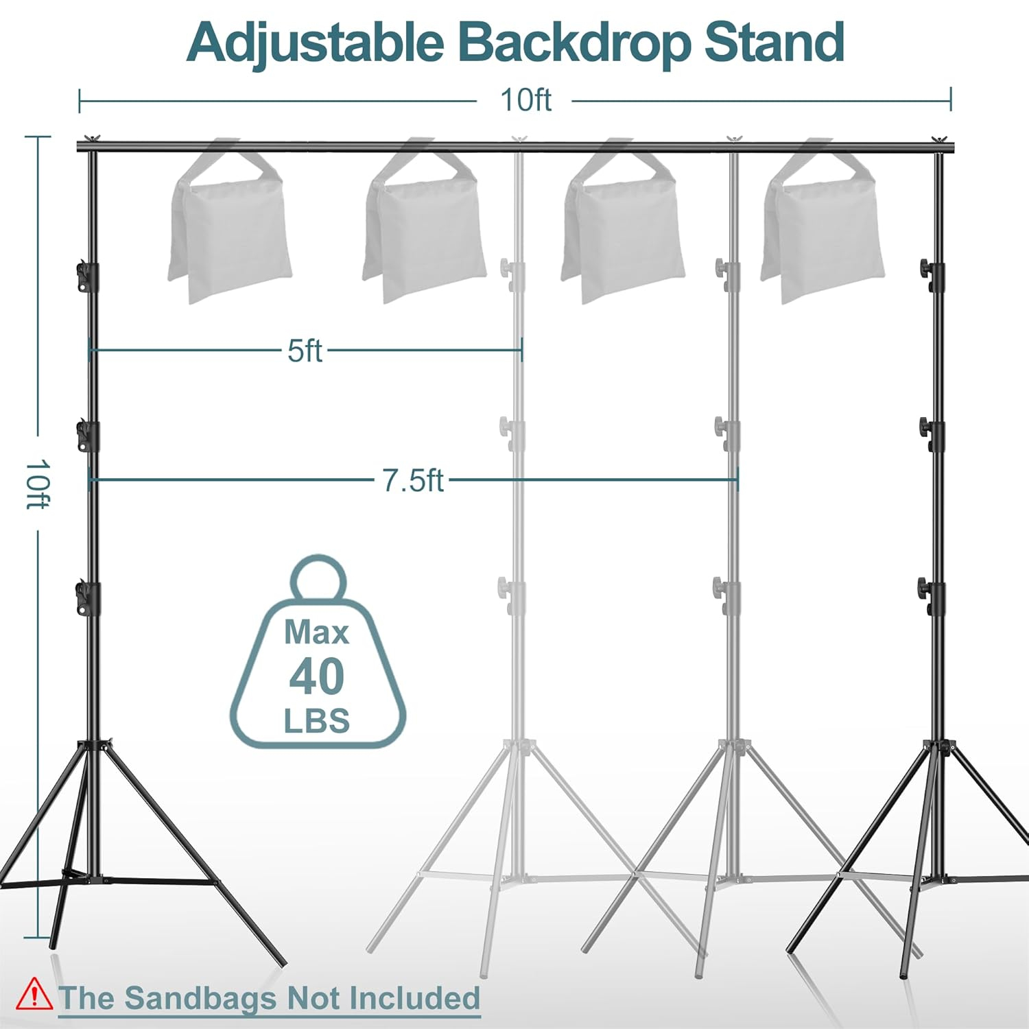 FUDESY Photo Video Studio 10 x 10Ft Heavy Duty Adjustable Backdrop Stand,Background Support System for Photography with Carry Bag, 6 Pcs Clip Clamps