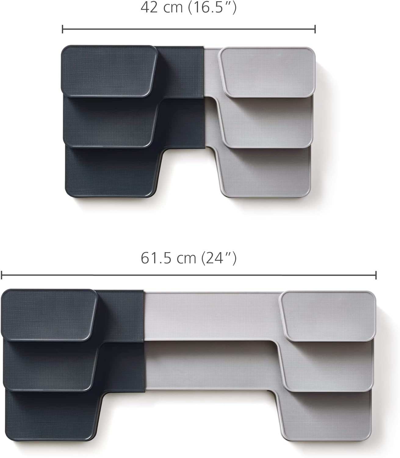 Expandable Gray Polypropylene 3-Tier Shelf Organizer for Cabinets