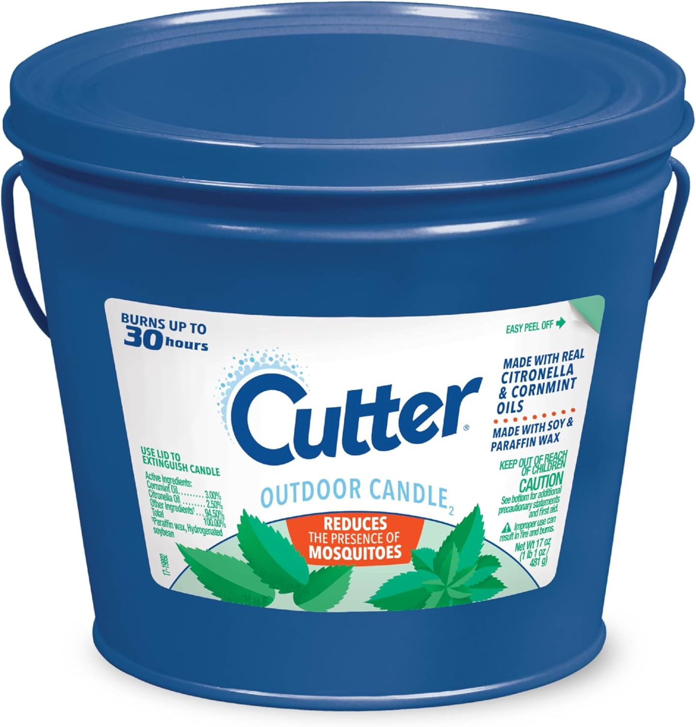 Cutter Outdoor Soy Wax Candle, Reduces The Presence of Mosquitos, Citronella & Mint Scent, 17 Ounces