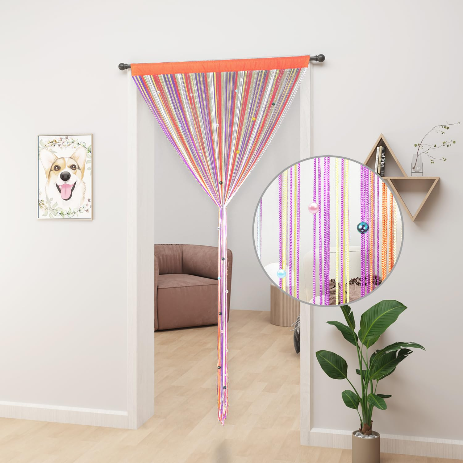 YIIBAII Beaded Curtain Beaded Curtains for Doorways Crystals Suitable for Interior Decoration and Partitions Hippy Closet Curtains (Rainbow, 39"x79")