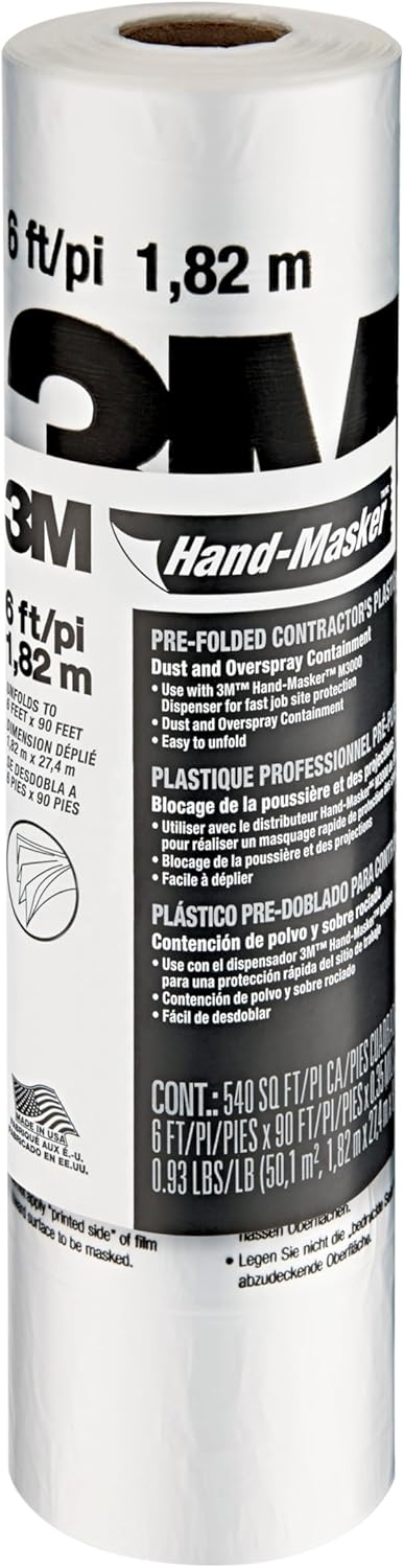 3M Clear 6 ft x 90 ft Hand-Masker Contractor's Plastic Film