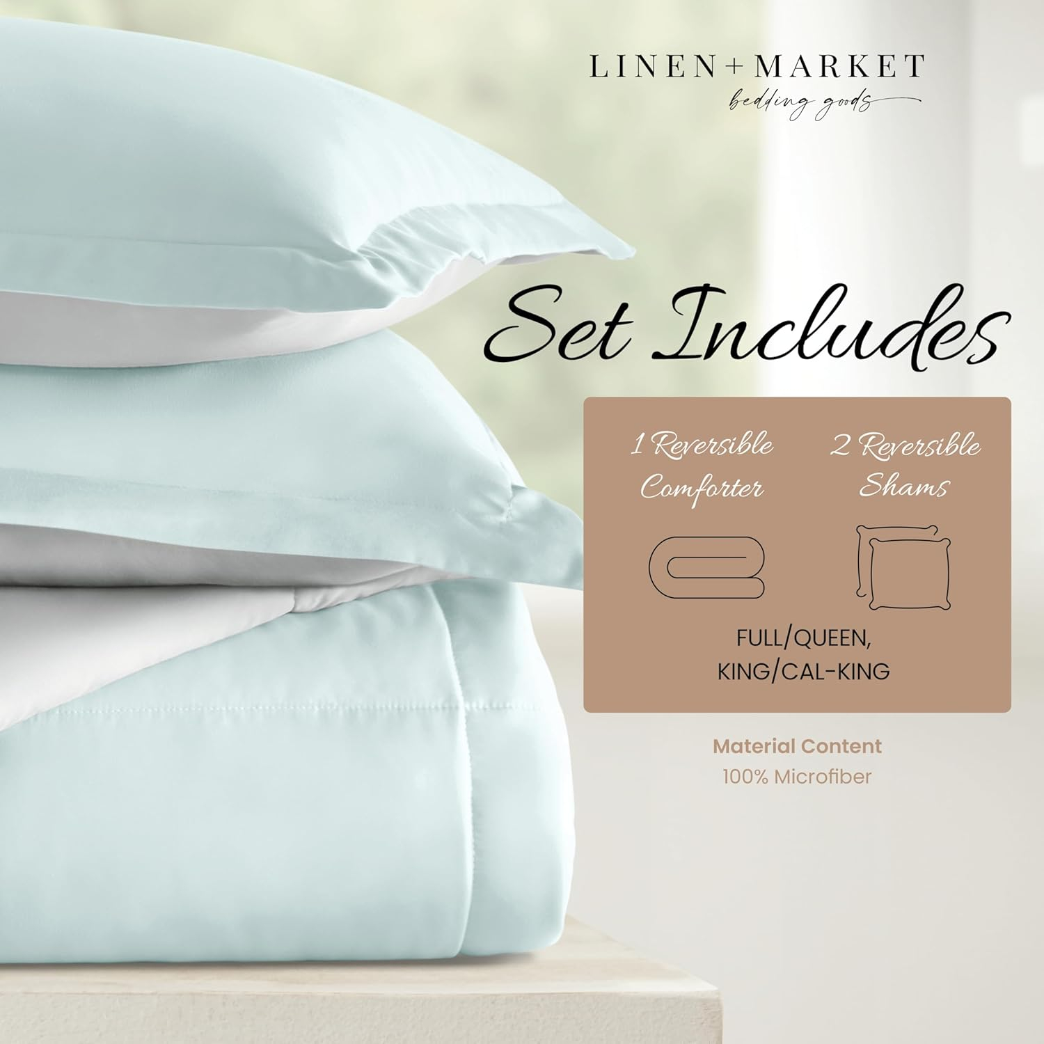 Aqua and Gray Twin Microfiber Down Alternative Comforter Set