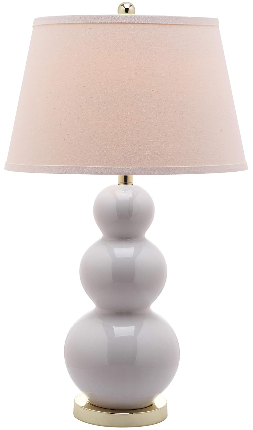 SAFAVIEH Lighting Collection Pamela Modern Contemporary White Triple Gourd Ceramic 27-inch Bedroom Living Room Home Office Desk Nightstand Table Lamp (LED Bulbs Included)