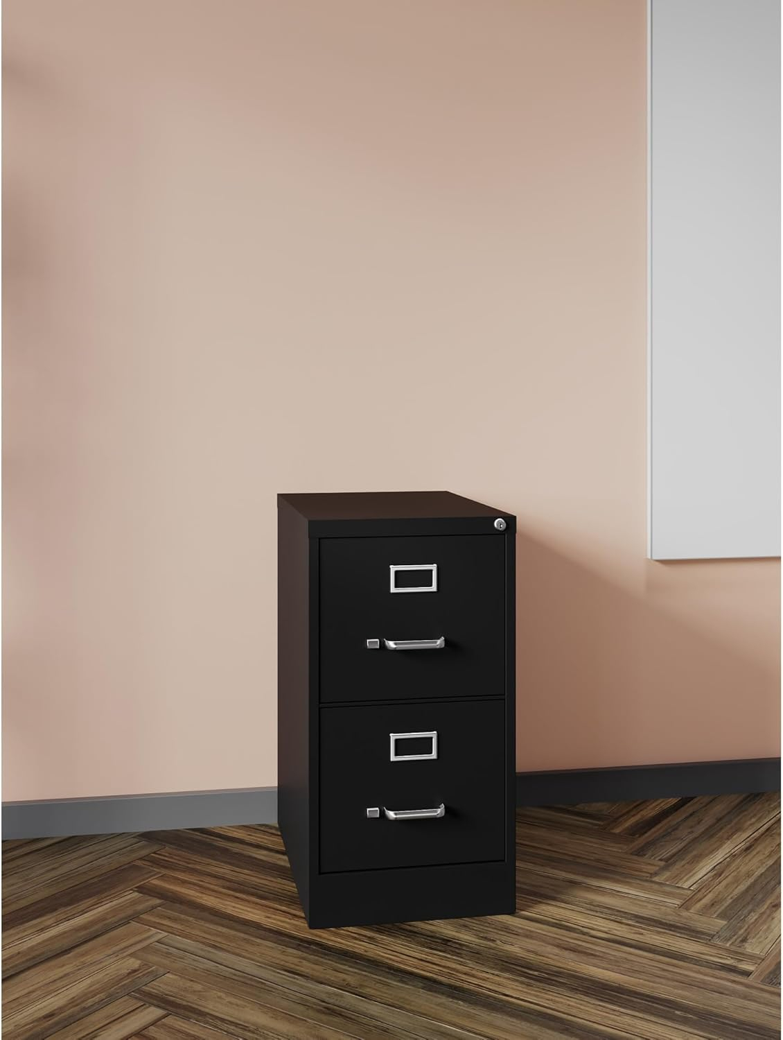 Black 2-Drawer Vertical Steel Lockable File Cabinet