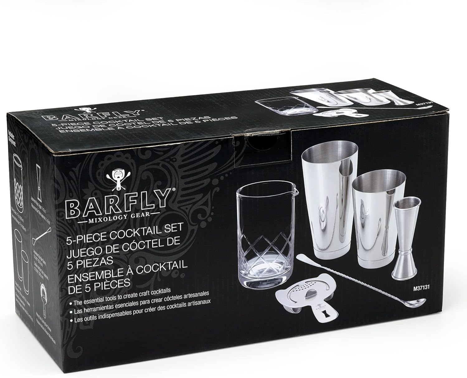 Barfly 6 Piece Essential Deluxe Mixing Cocktail Kit, Stainless Steel