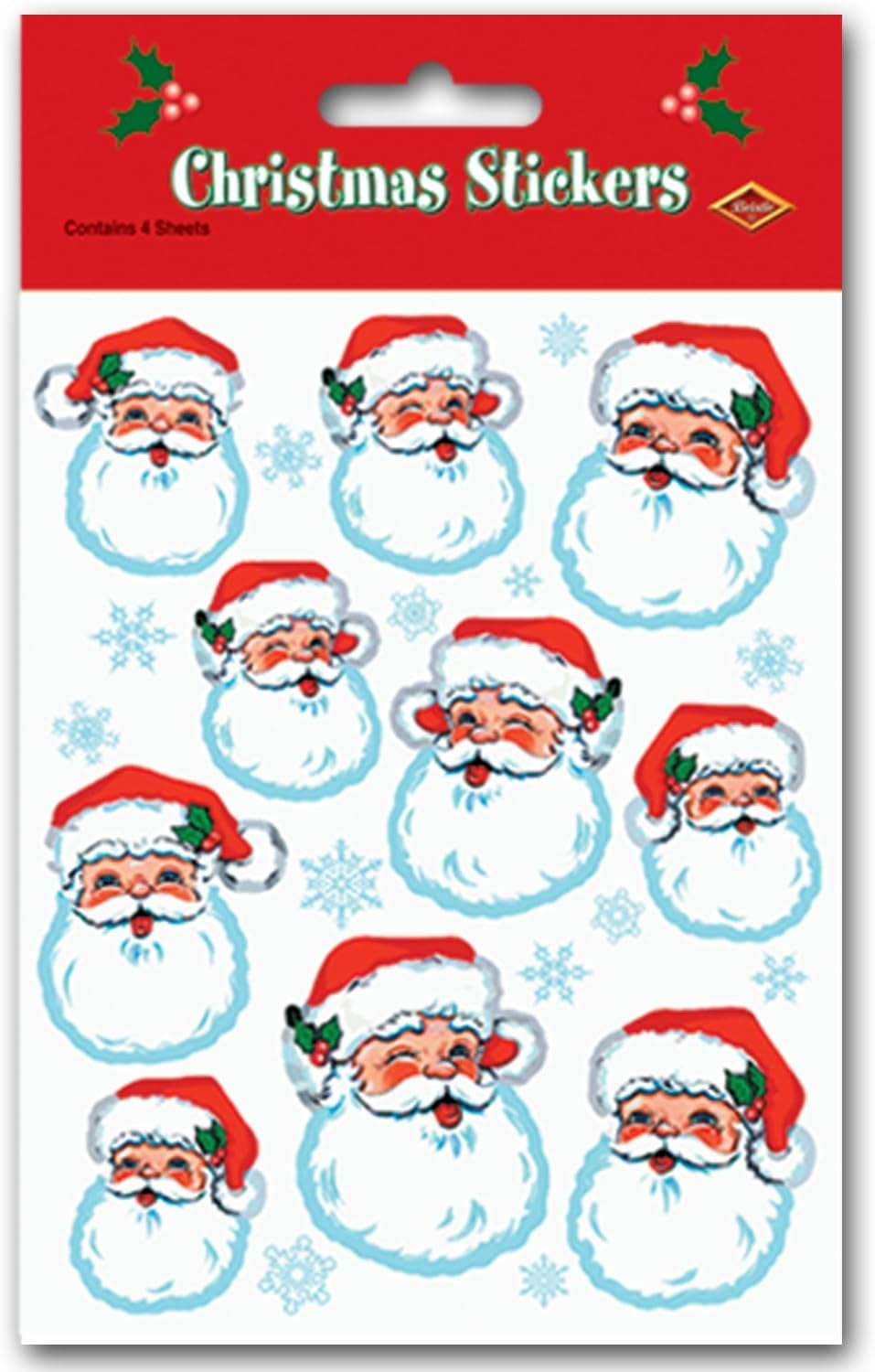 Festive Multicolor Santa Claus Face Christmas Stickers