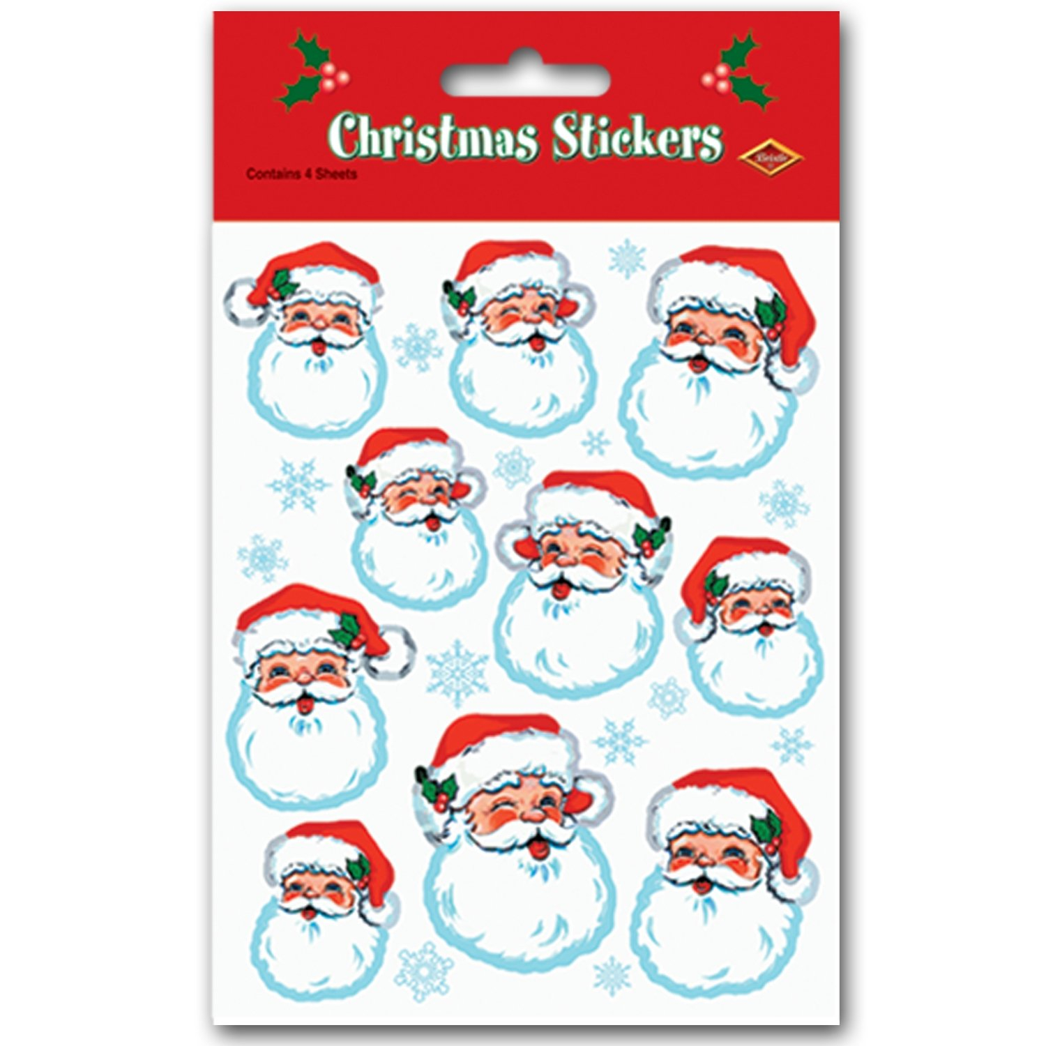 Festive Multicolor Santa Claus Face Christmas Stickers