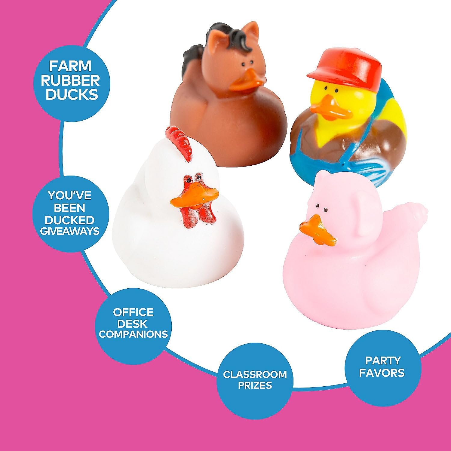 Farm Animal Themed Vinyl Rubber Duckies Set - 12 Pieces