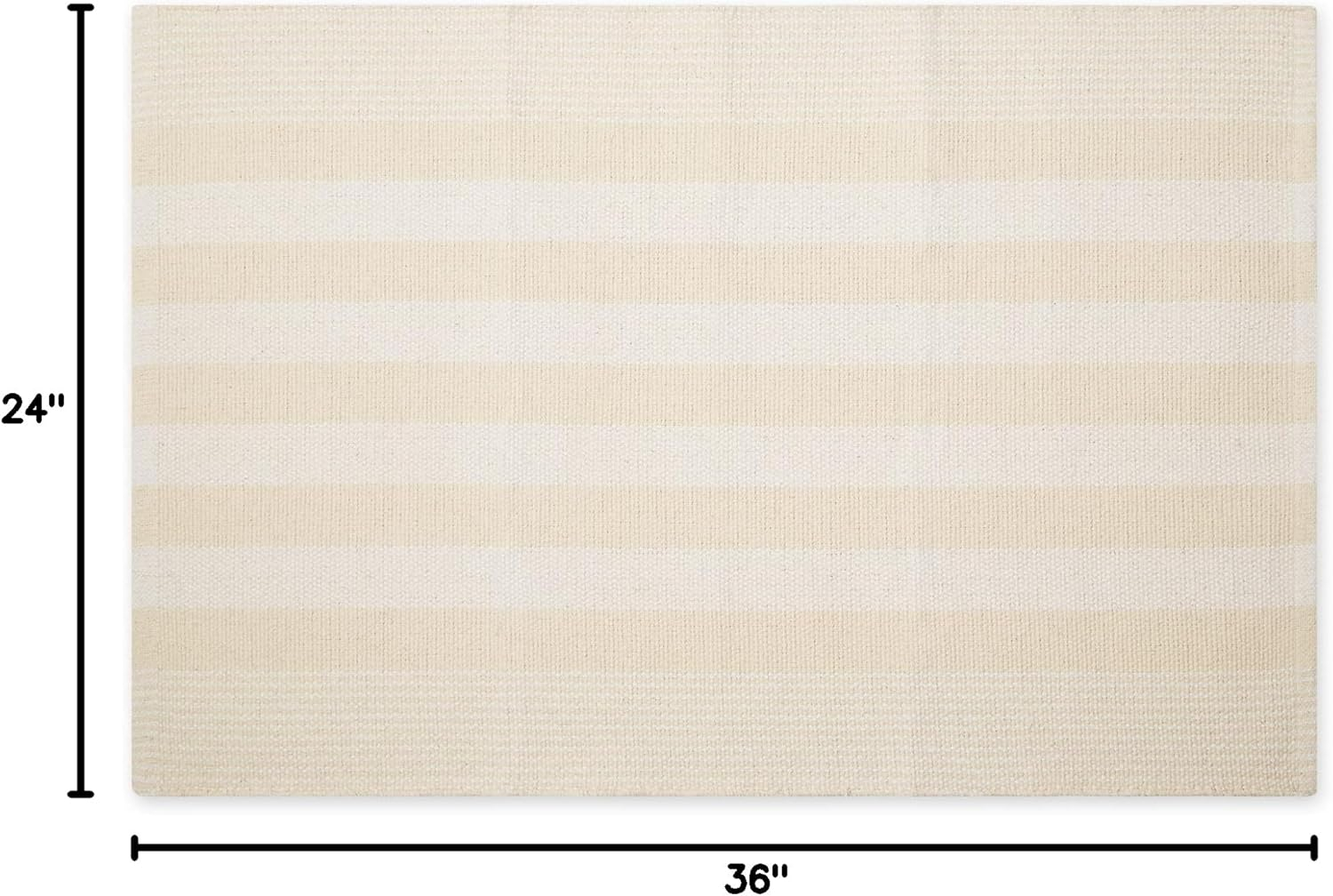 Natural Cabana Stripe Handwoven Recycled Cotton Yarn Rug, 2x3 ft