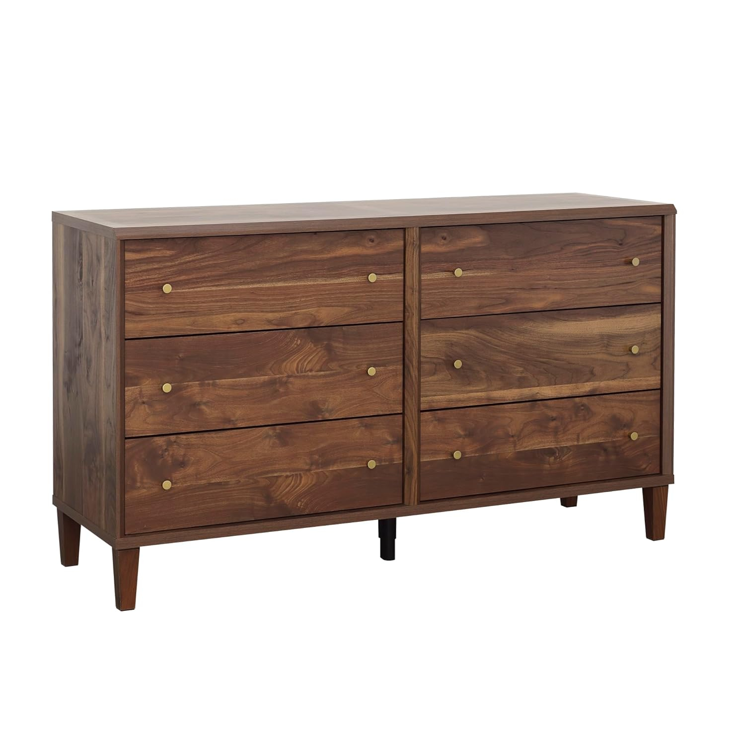 Sauder Willow Place Engineered Wood 6 Drawer Dresser in Grand Walnut