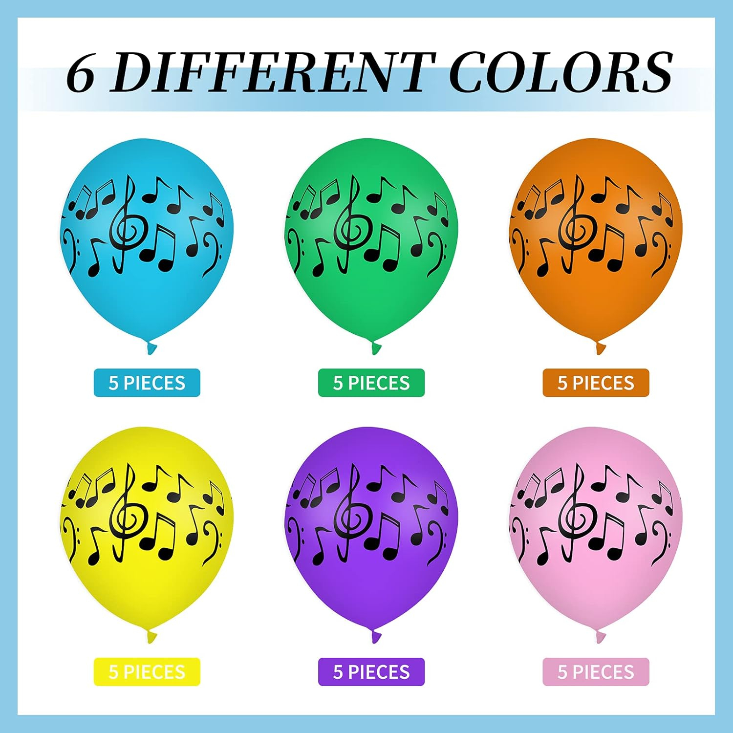 30 Pcs Music Notes DHF10 Balloons Colorful Music Birthday Party Decoration Balloons 12 Inches Latex Balloon for Musical Theme Birthday Party Decor Supplies
