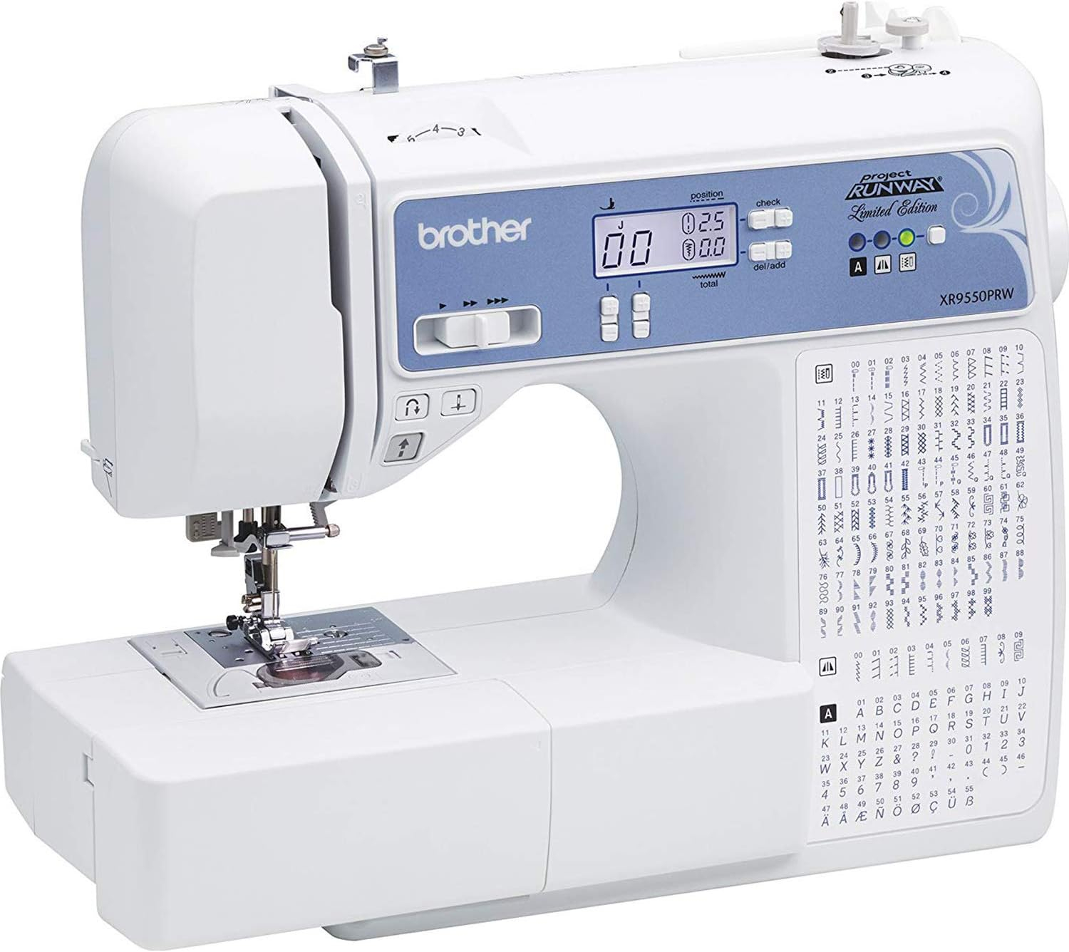 Brother XR9550PRW Sewing and Quilting Machine, Project Runway, 165 Built-in Stitches, LCD Display, Wide Table, 8 Included Feet