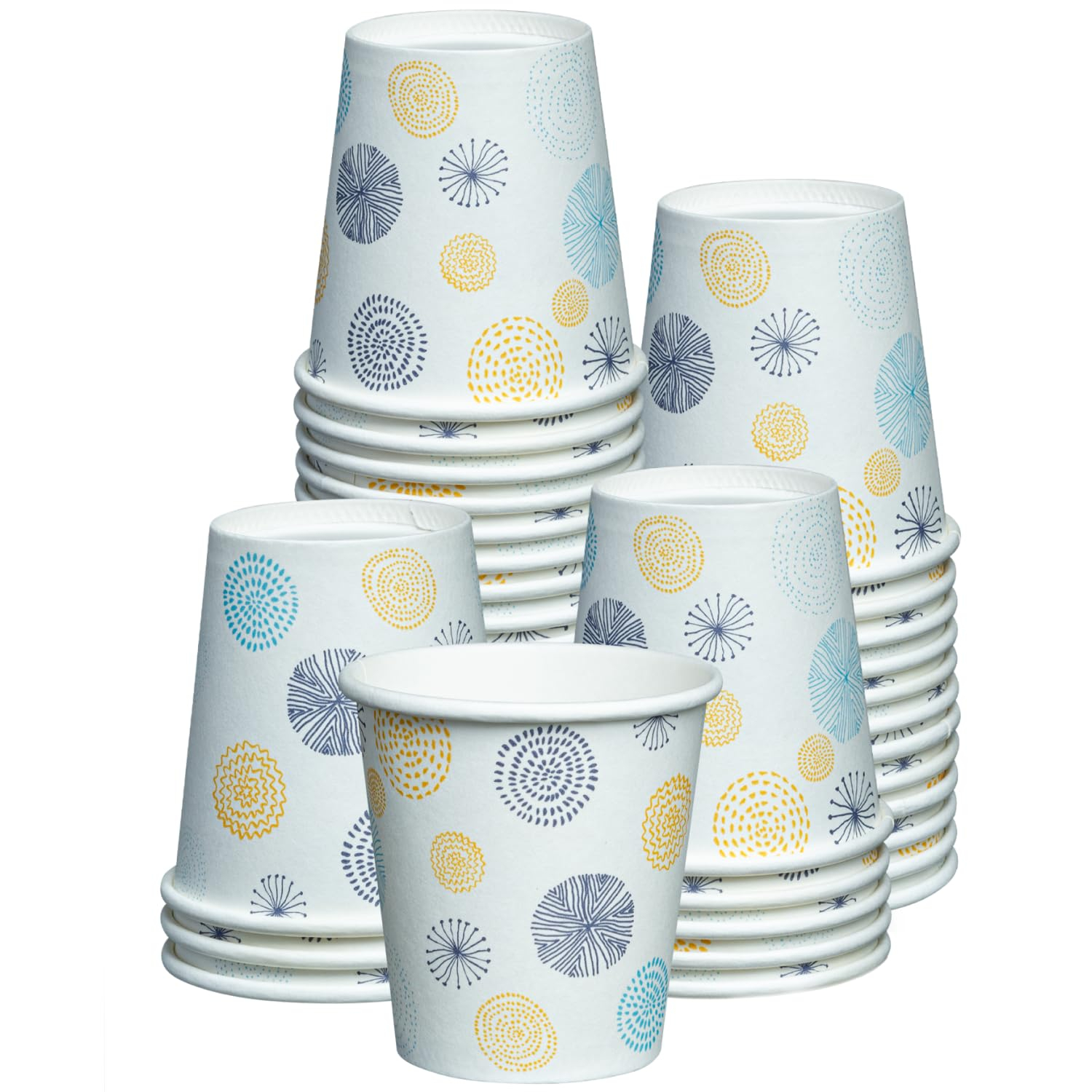 GUSTO [3 oz. - 100 Count Small Paper Cups, Disposable Mini Bathroom Mouthwash Cups - Eco-Friendly and Versatile - Floral