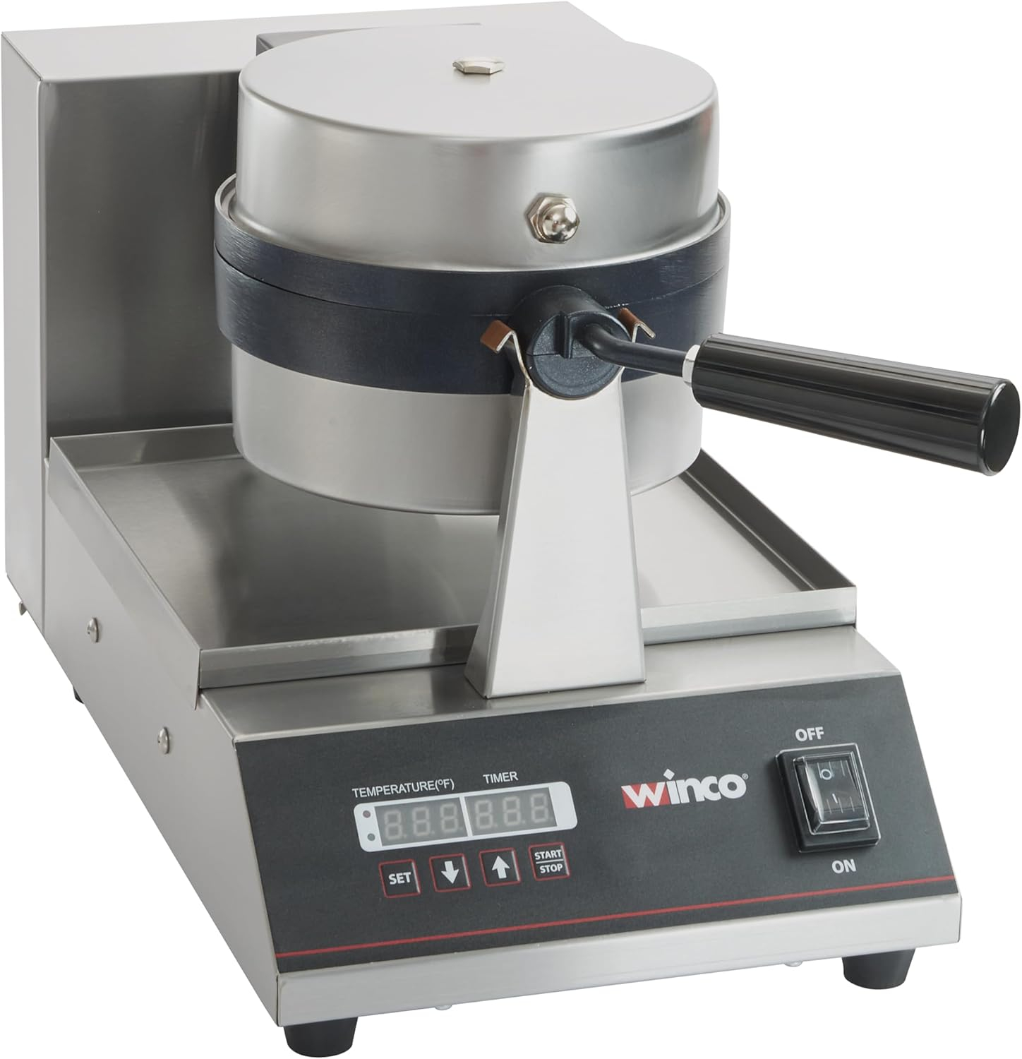 Commercial-Grade Stainless Steel Rotating Belgian Waffle Maker with Non-Stick Plates
