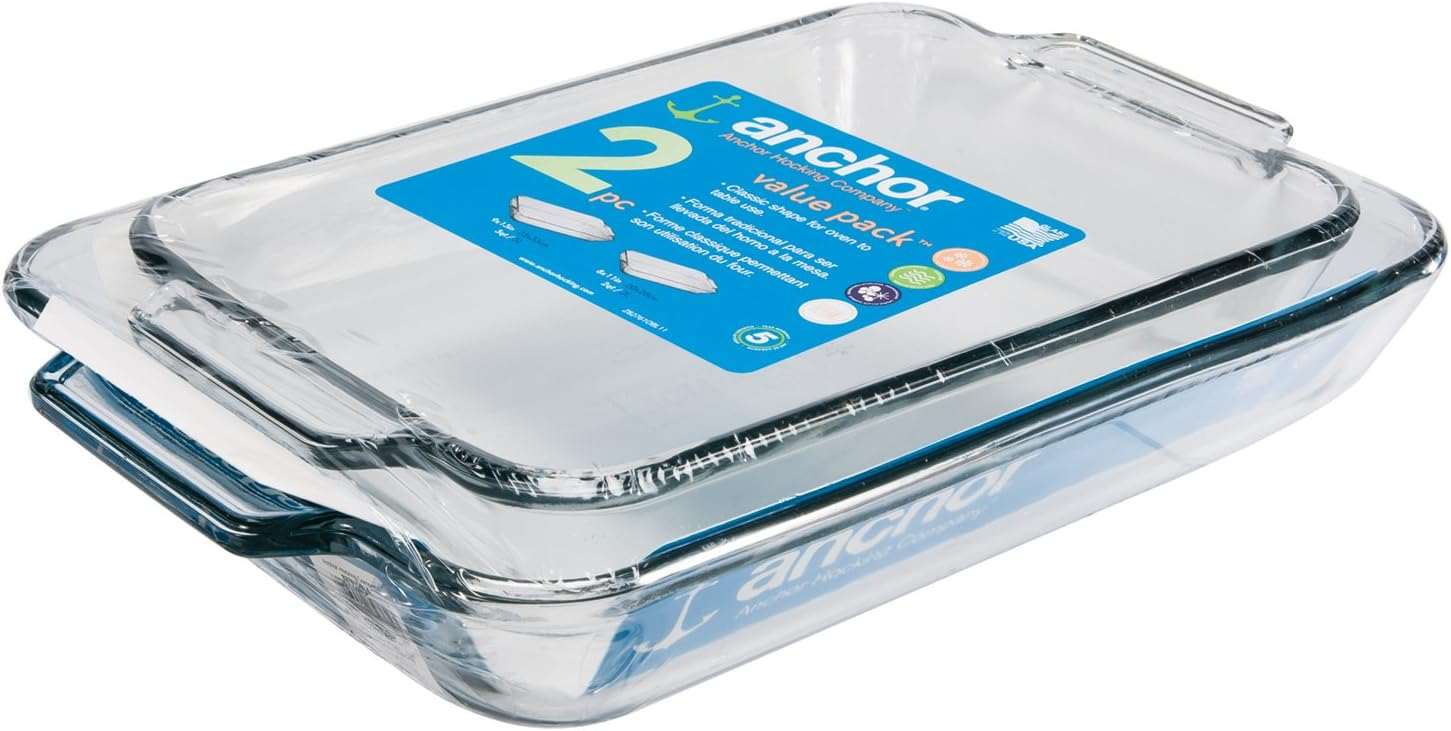 Anchor Hocking Oven Basics Clear Glass Baking Dish Set, 2 Piece Set