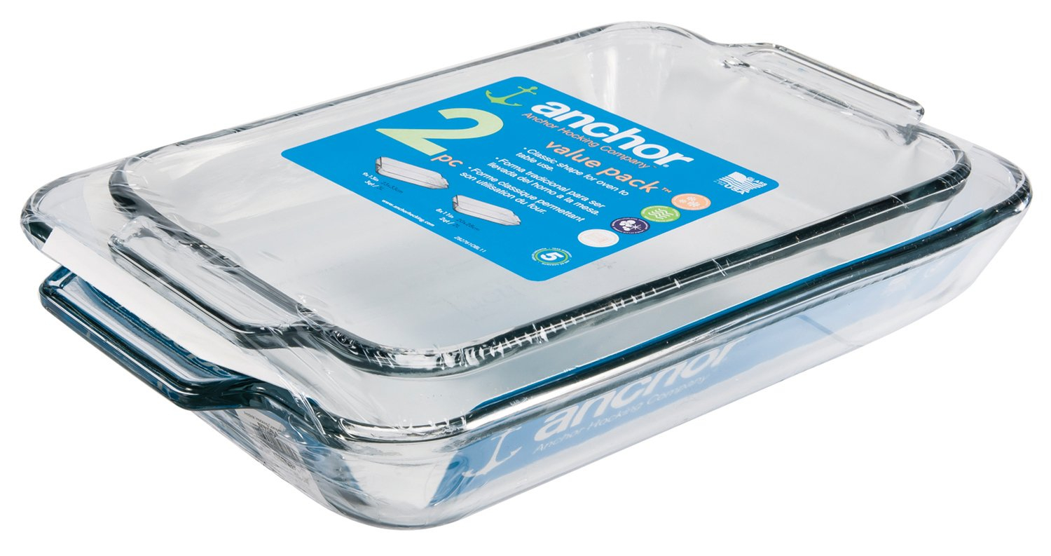 Anchor Hocking Oven Basics Clear Glass Baking Dish Set, 2 Piece Set