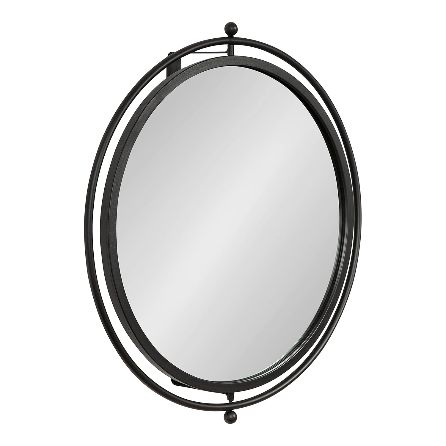 Kate and Laurel Baron Pivot Mirror, Black 21" Diameter