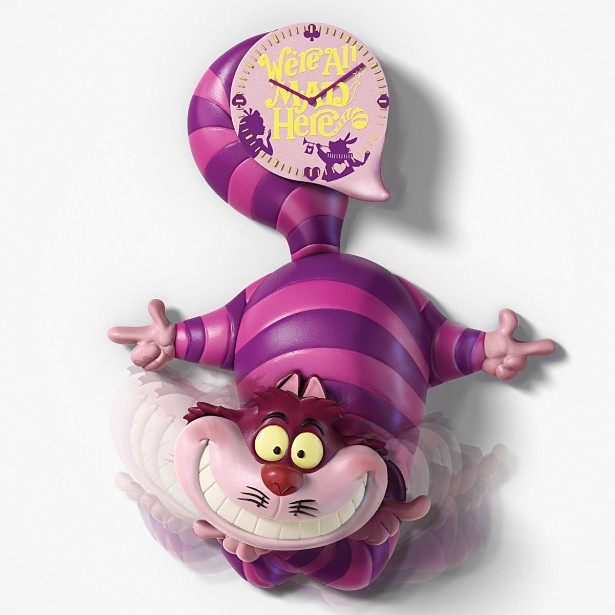 The Bradford Exchange Disney Alice in Wonderland Cheshire Cat Motion Wall Clock Glows in The Dark