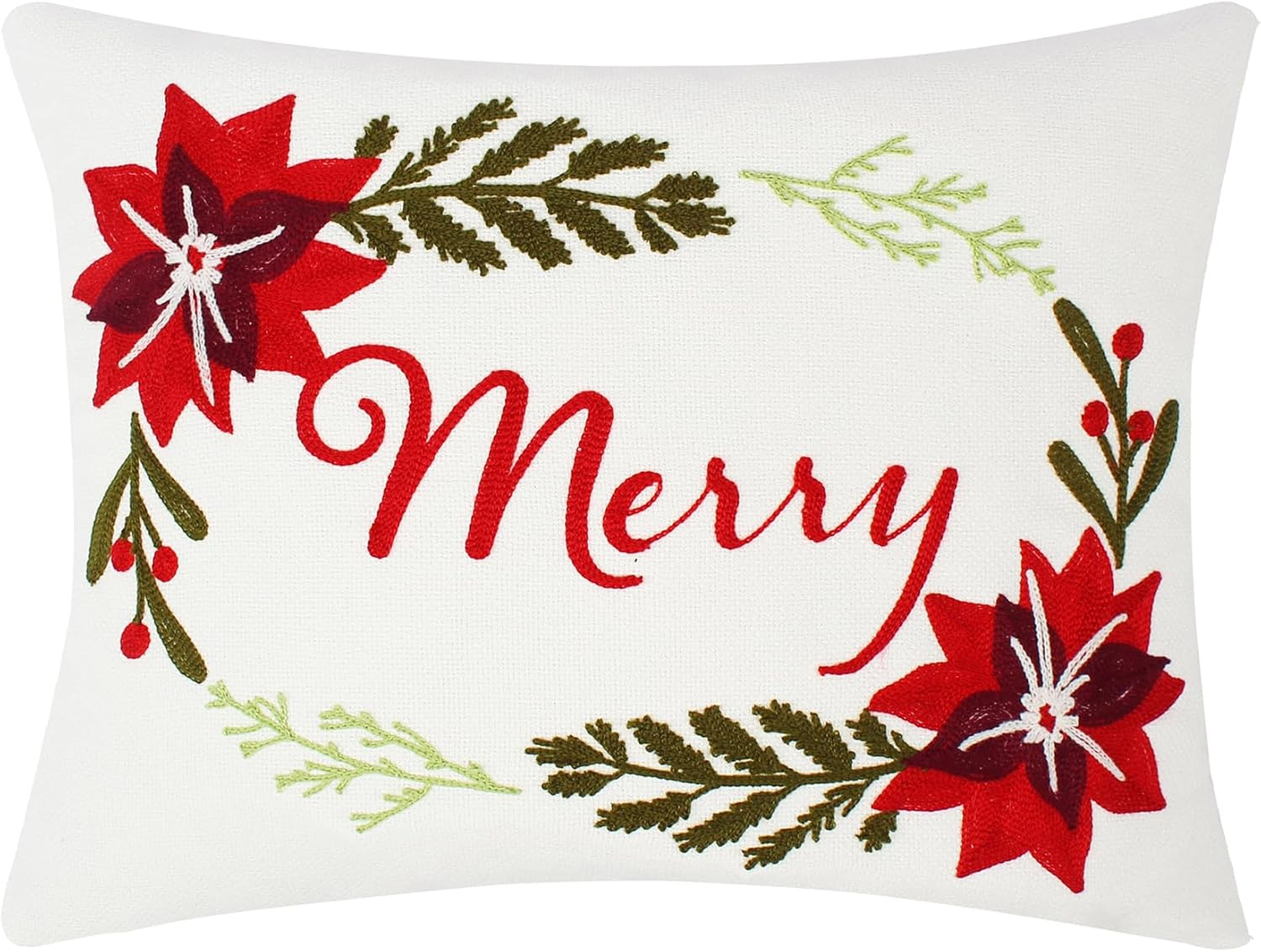 Villa Lugano Sleigh Bells by Levtex Home - Decorative Pillow (14x18in.) - Season's Greetings - Red, White, Green