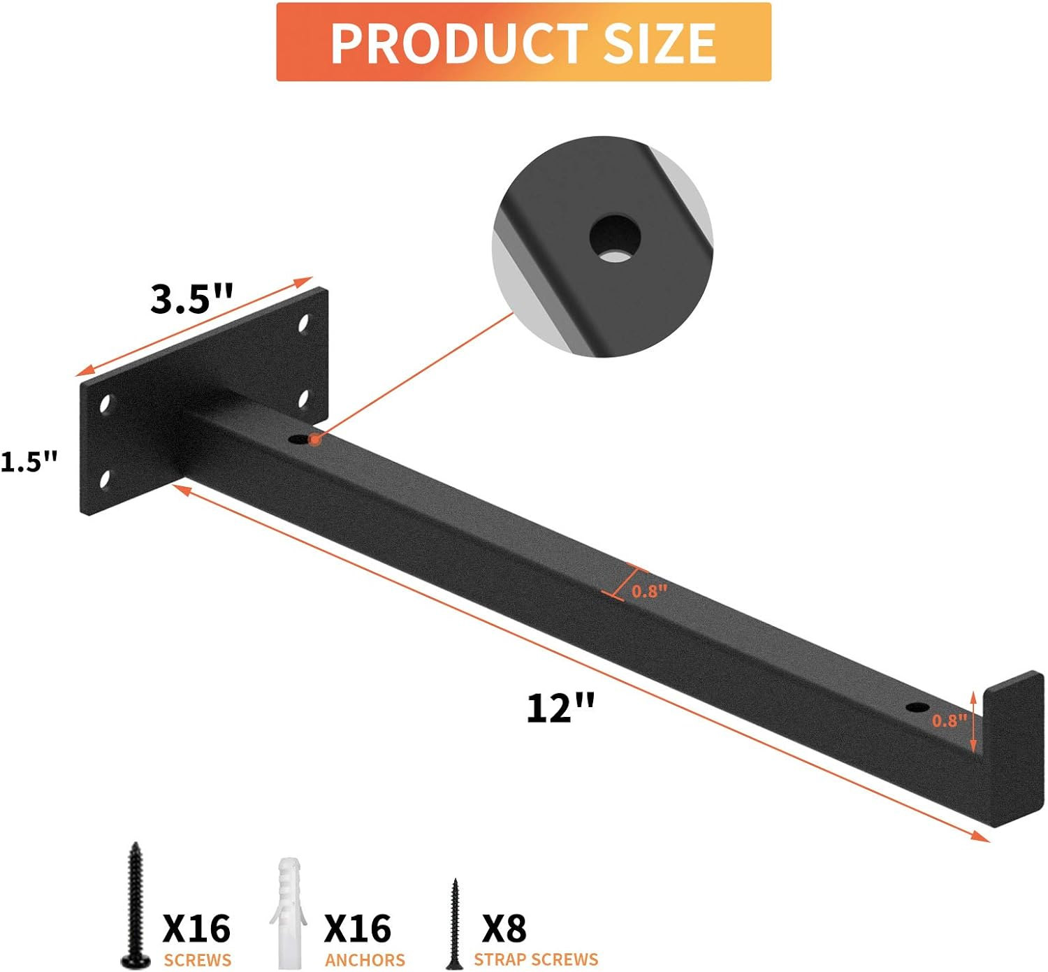 4 Pcs Heavy Duty Shelf Brackets 12 Inch Industrial Metal Floating Bracket Shelving Supports Wall Mounted with Lip (Not Included Planks)