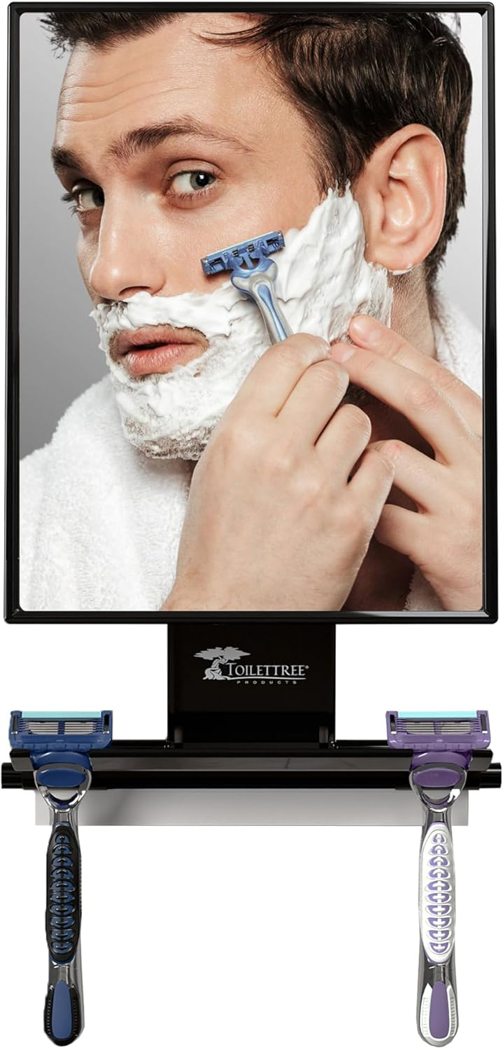 ToiletTree Products Fogless Shower Mirror with Squeegee, Adjustable Shaving Mirror