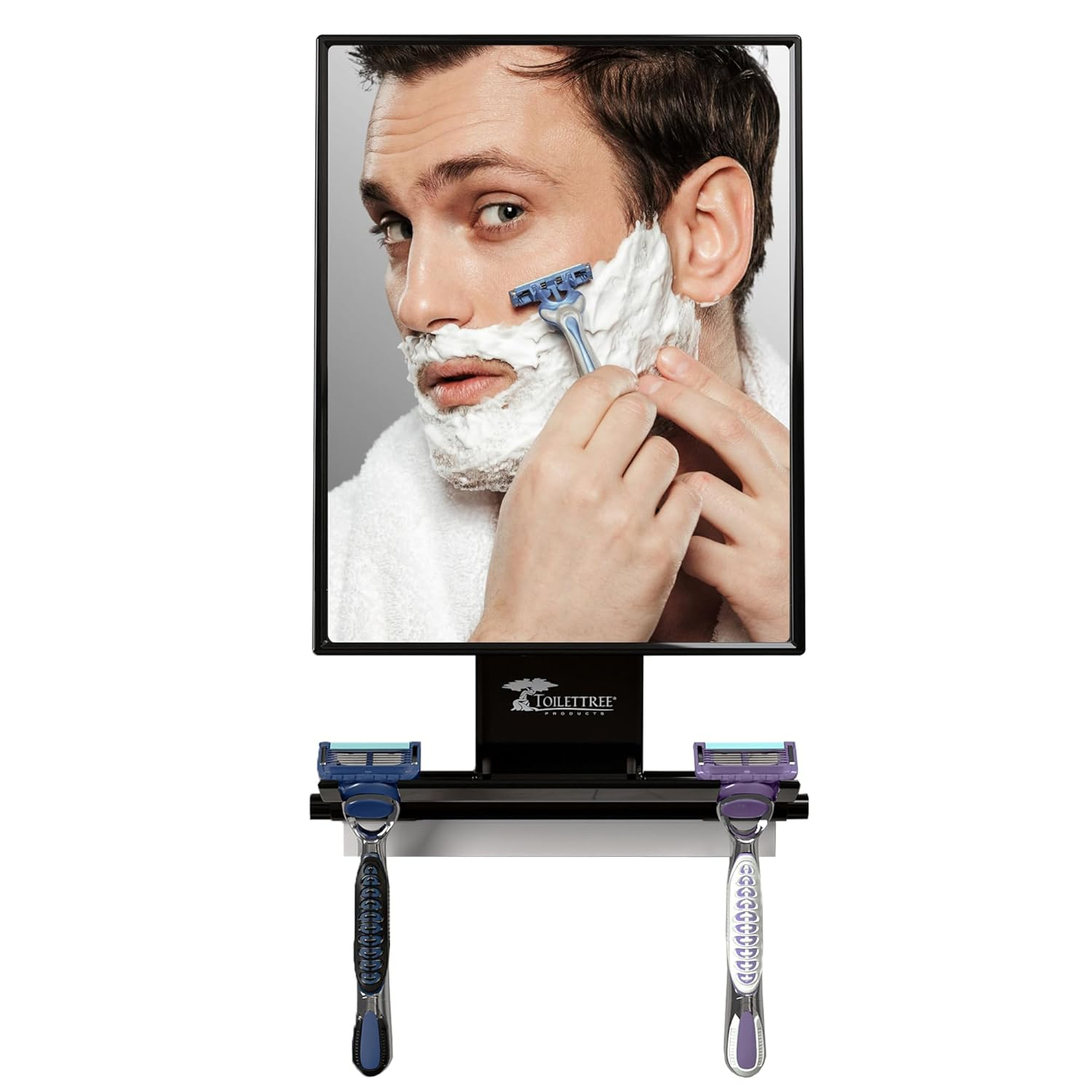 ToiletTree Products Fogless Shower Mirror with Squeegee, Adjustable Shaving Mirror
