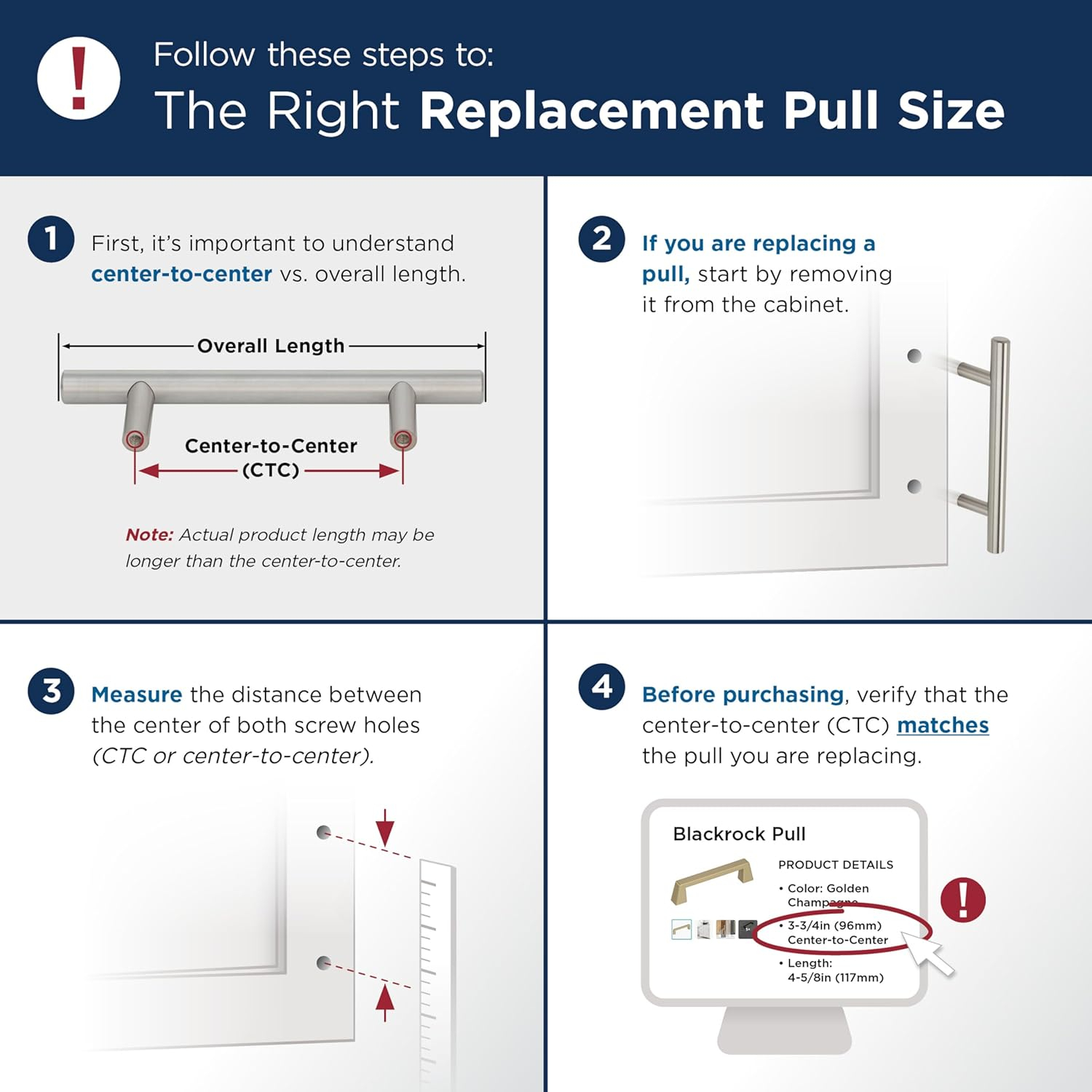 Brushed Chrome 3-3/4 Inch Cabinet Pull with Mounting Hardware