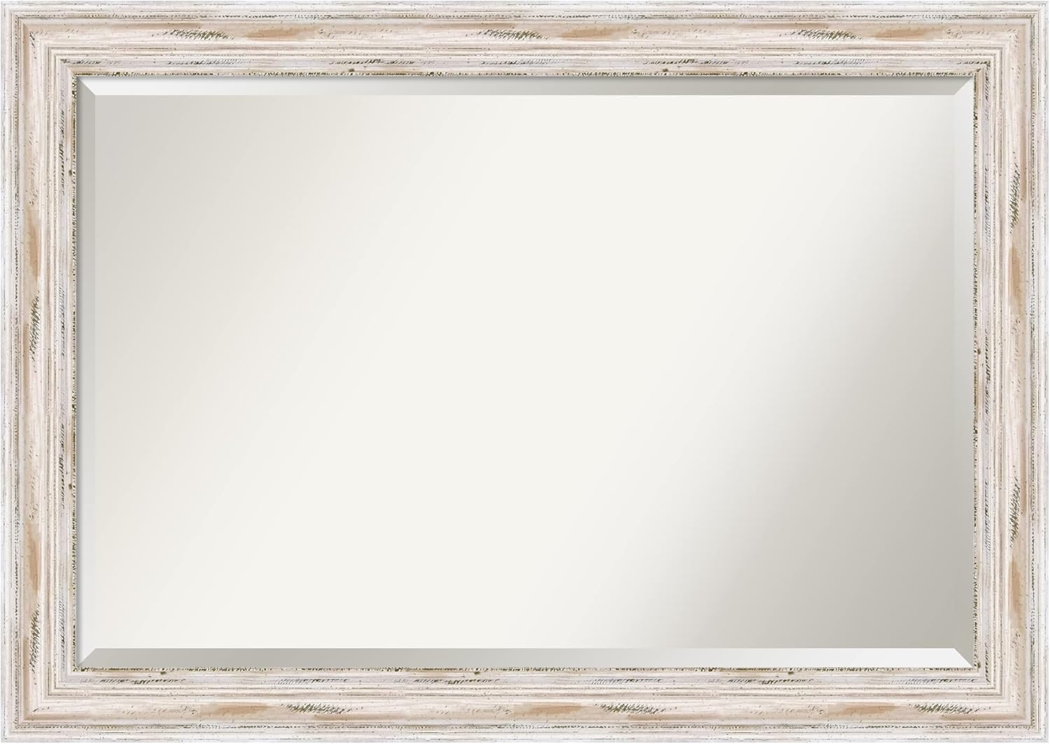 Amanti Art Alexandria White Wash Beveled Wood Wall Mirror 29.25 x 41.25 in.