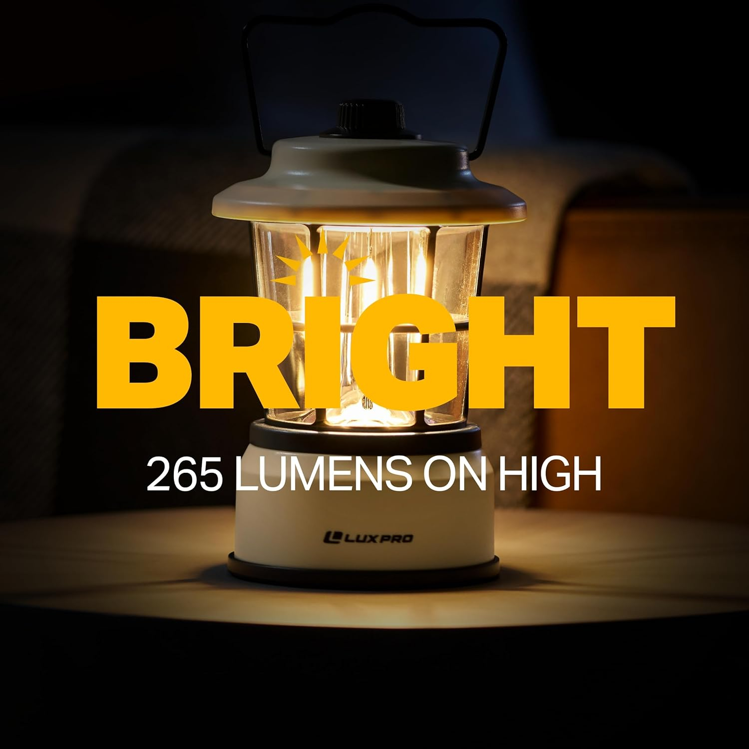 LUXPRO LP1535 265 Lumen Retro LED Lantern - Battery-Powered Emergency Lantern - LED Lamp for Power Outages, Emergency Kit, or Survival Pack - Beige