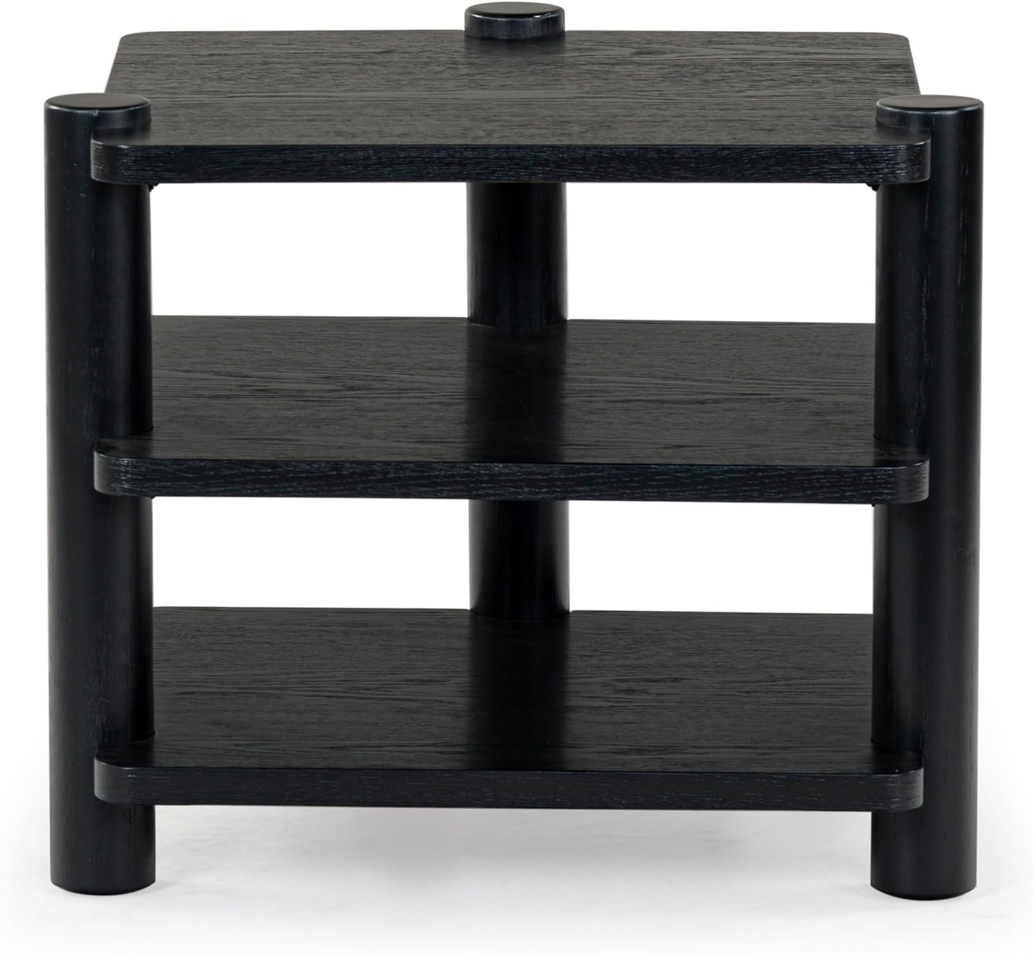 Edisyn Black Solid Wood 3-Shelf Accent Table