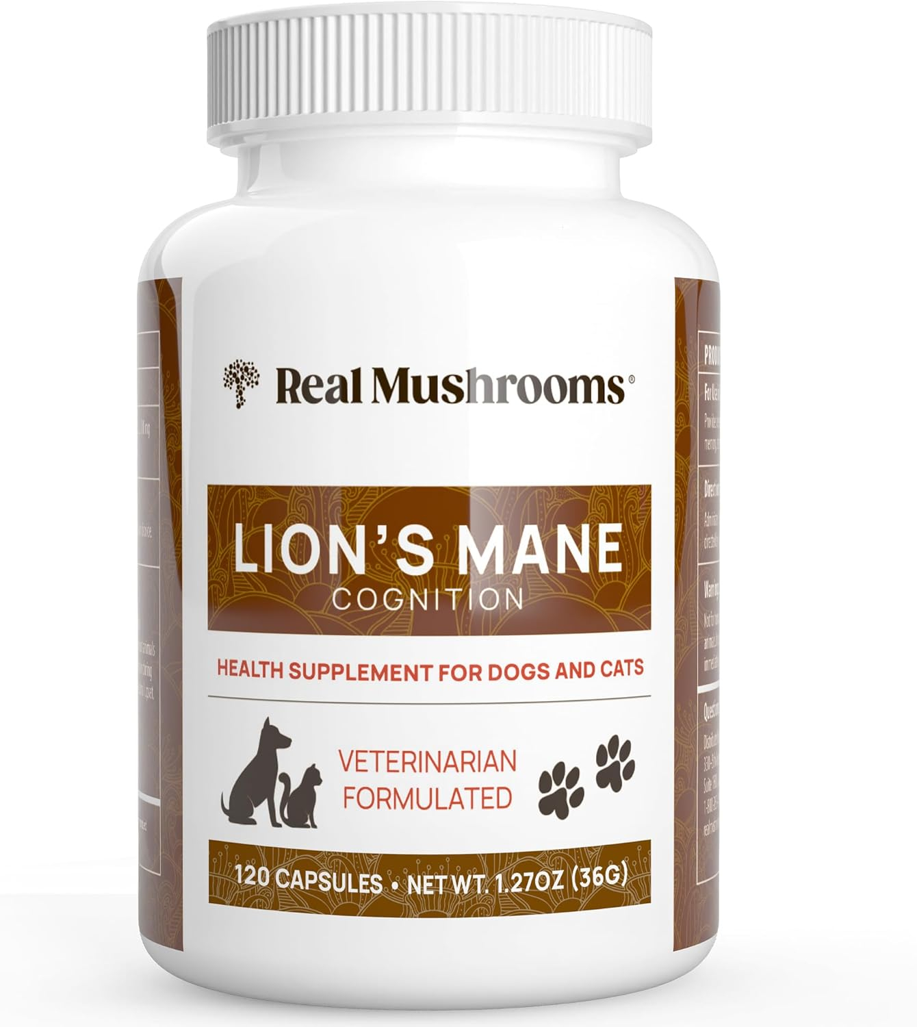 Real Mushrooms Lion's Mane, For Dogs and Cats, 120 Capsules
