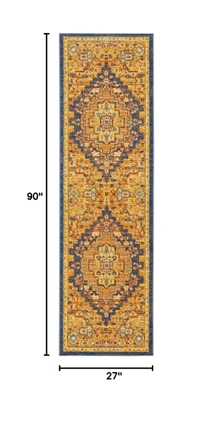 Handmade Orange Medallion Synthetic Rectangular Area Rug