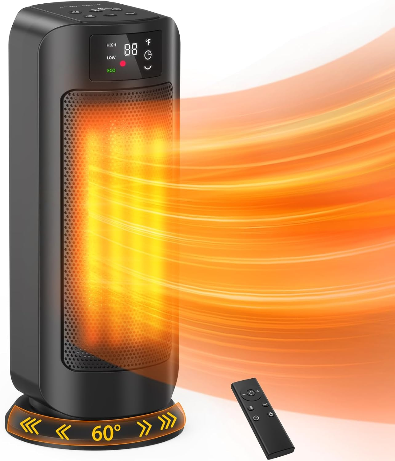 1500W Space Heaters for Indoor Use, PTC Ceramic Electric Heater Fast Heating with Remote, ECO, 59-95°F Digital Thermostat, Child Lock, 24H Timer, Oscillating Portable Electric Heater for Large Room