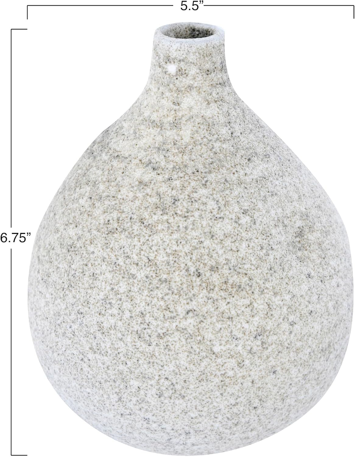 Creative Co-Op Small Round Terra-cotta Vase with Narrow Top and Distressed Glaze, Cream