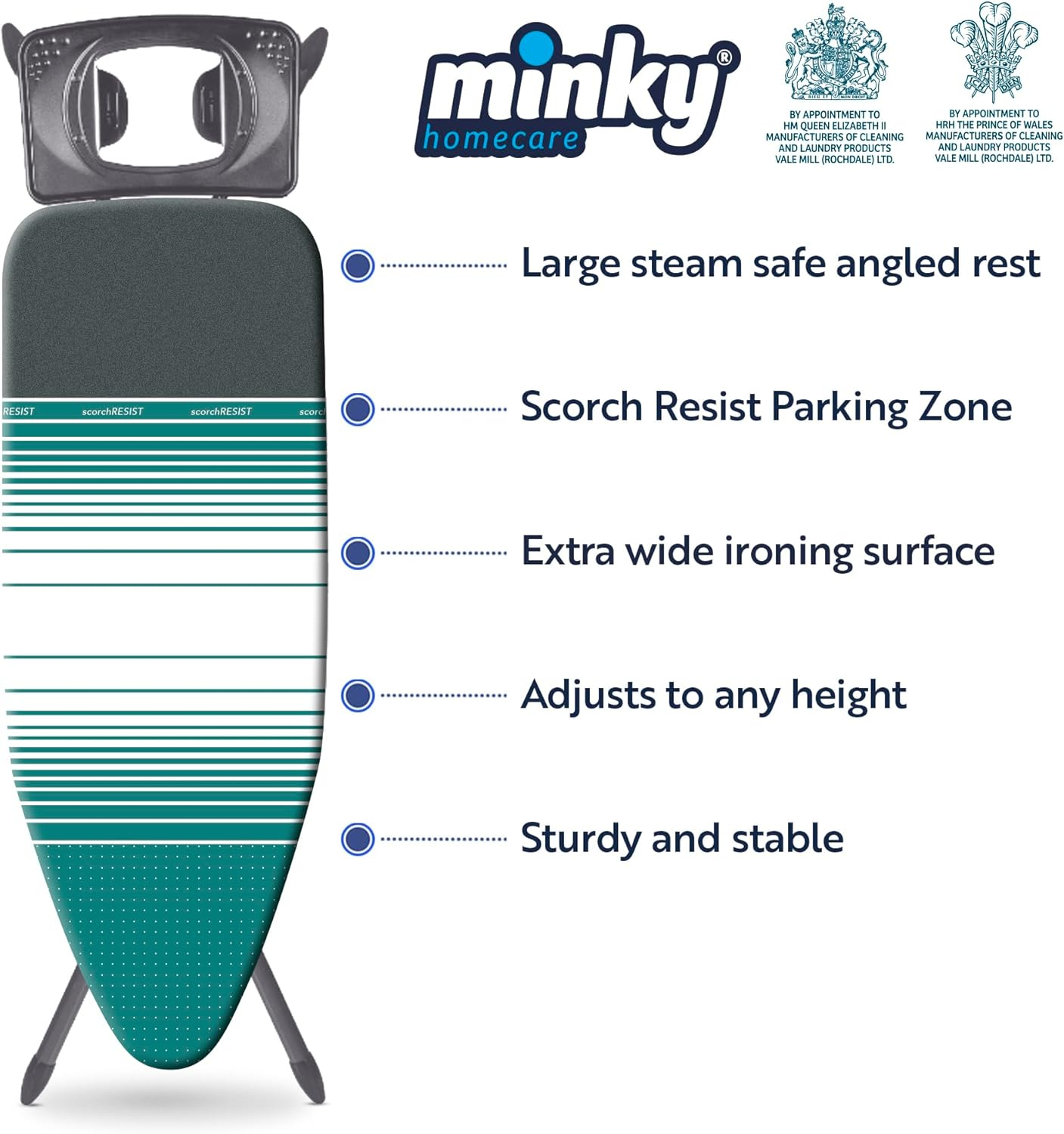 Extra Wide Black Iron Floor Mount Foldable Ironing Board