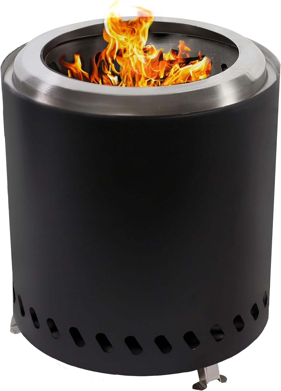 Sunnydaze 9.5" Round Wood-Burning Silver Finish Stainless Steel Tabletop Smokeless Fire Pit