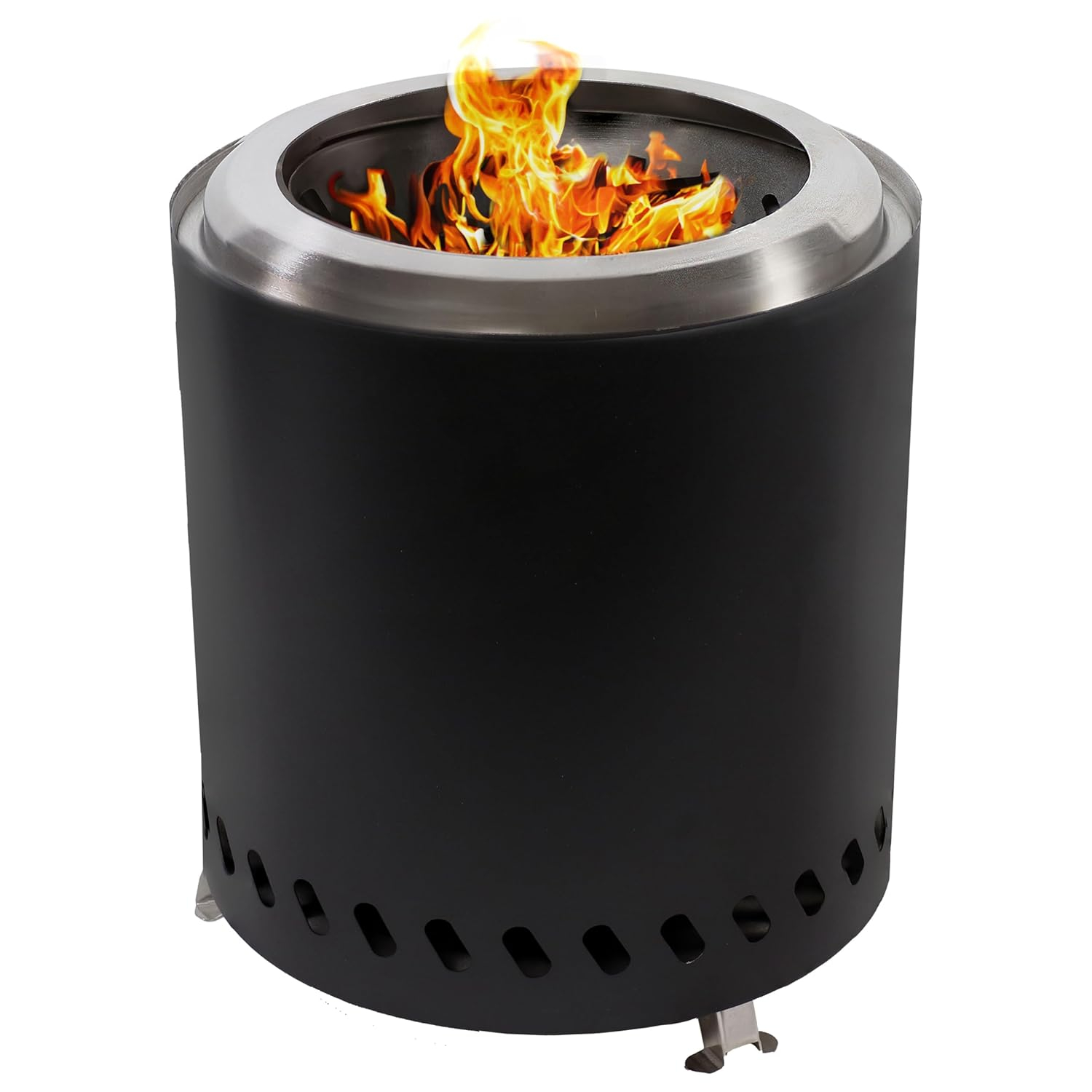 Sunnydaze 9.5" Round Wood-Burning Silver Finish Stainless Steel Tabletop Smokeless Fire Pit