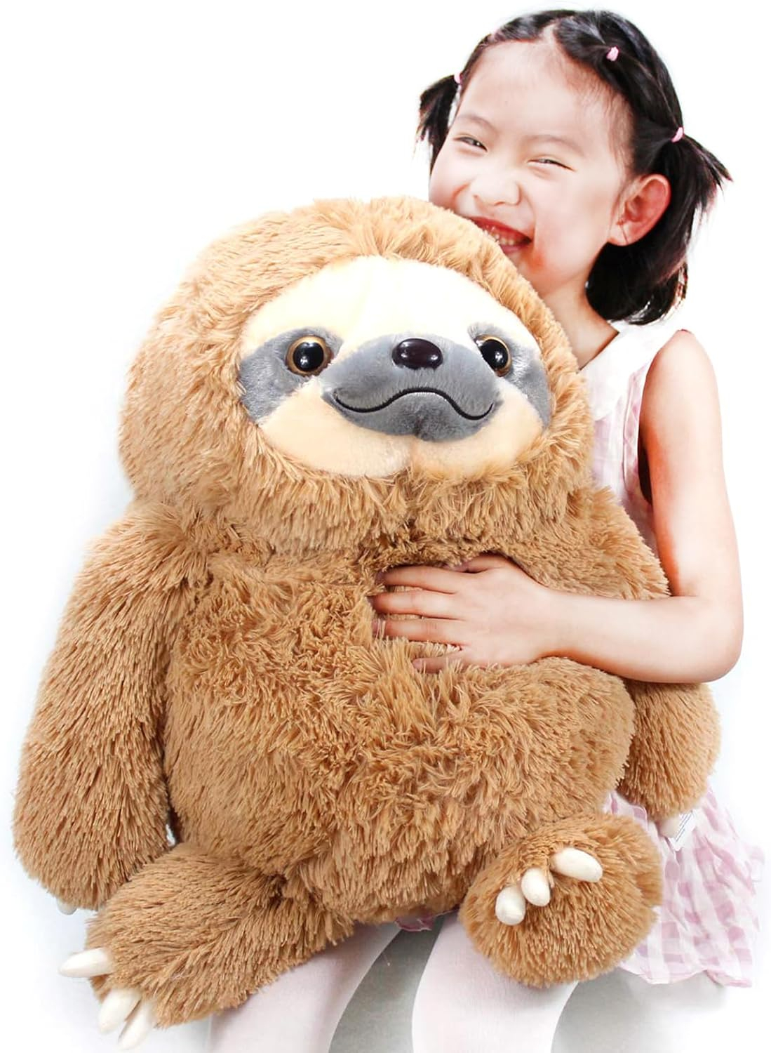 Winsterch Fluffy Sloth Stuffed Animal Toy ,Large Stuffed Sloth Plush Sloth Toy Kids Birthday Gifts (20 Inches, Brown)