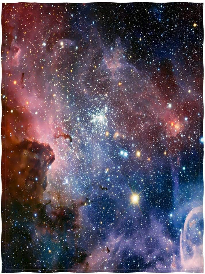 Space Throw Blanket, Galaxy Universe Star Fleece Blanket for Sofa Couch Chairs, 80 x 58 Inch, Colorful