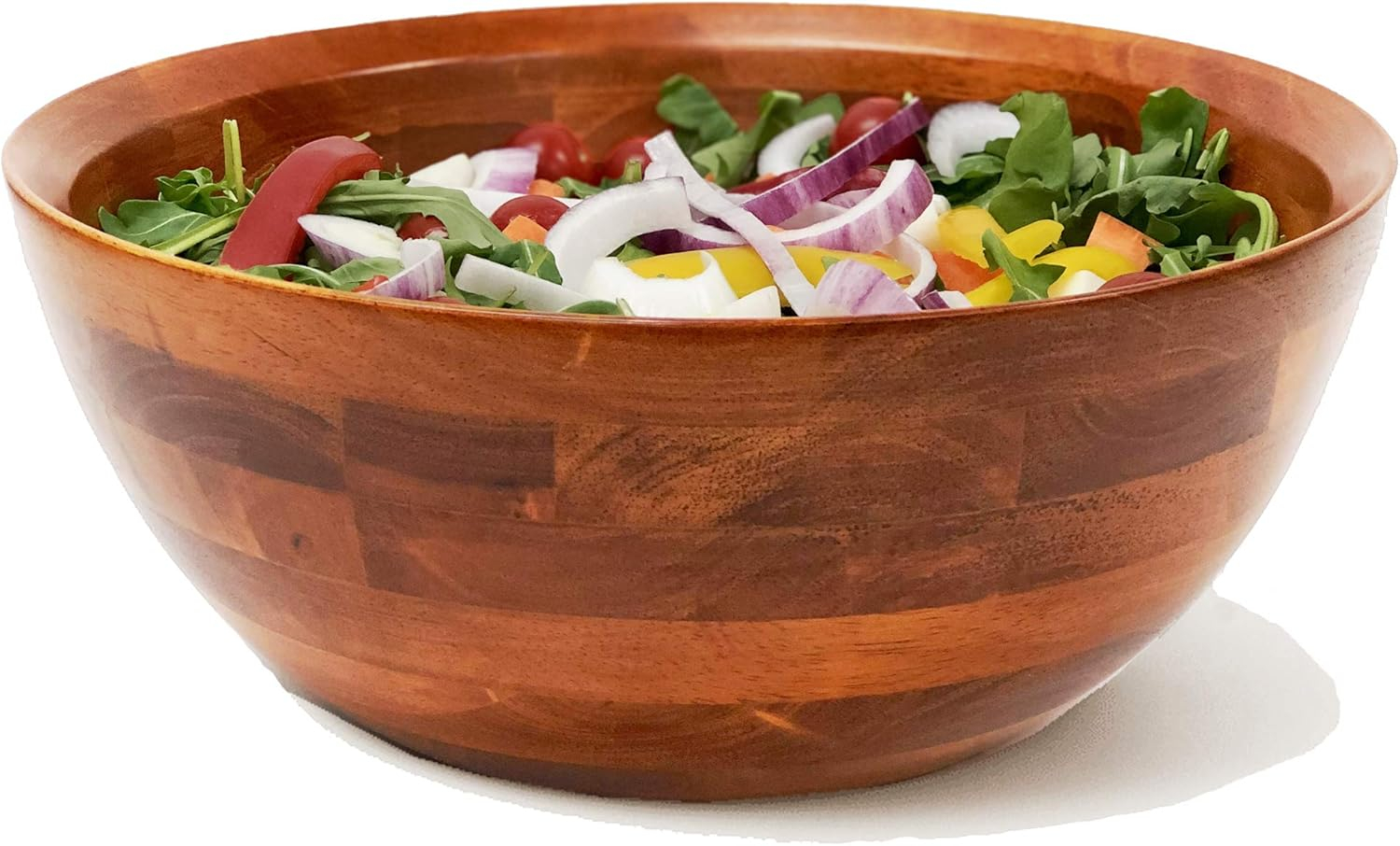 Woodard & Charles Large Wooden Serving Bowl for Salads, Fruits, Popcorn, Pasta, 10” Diameter x 4.5“ Height