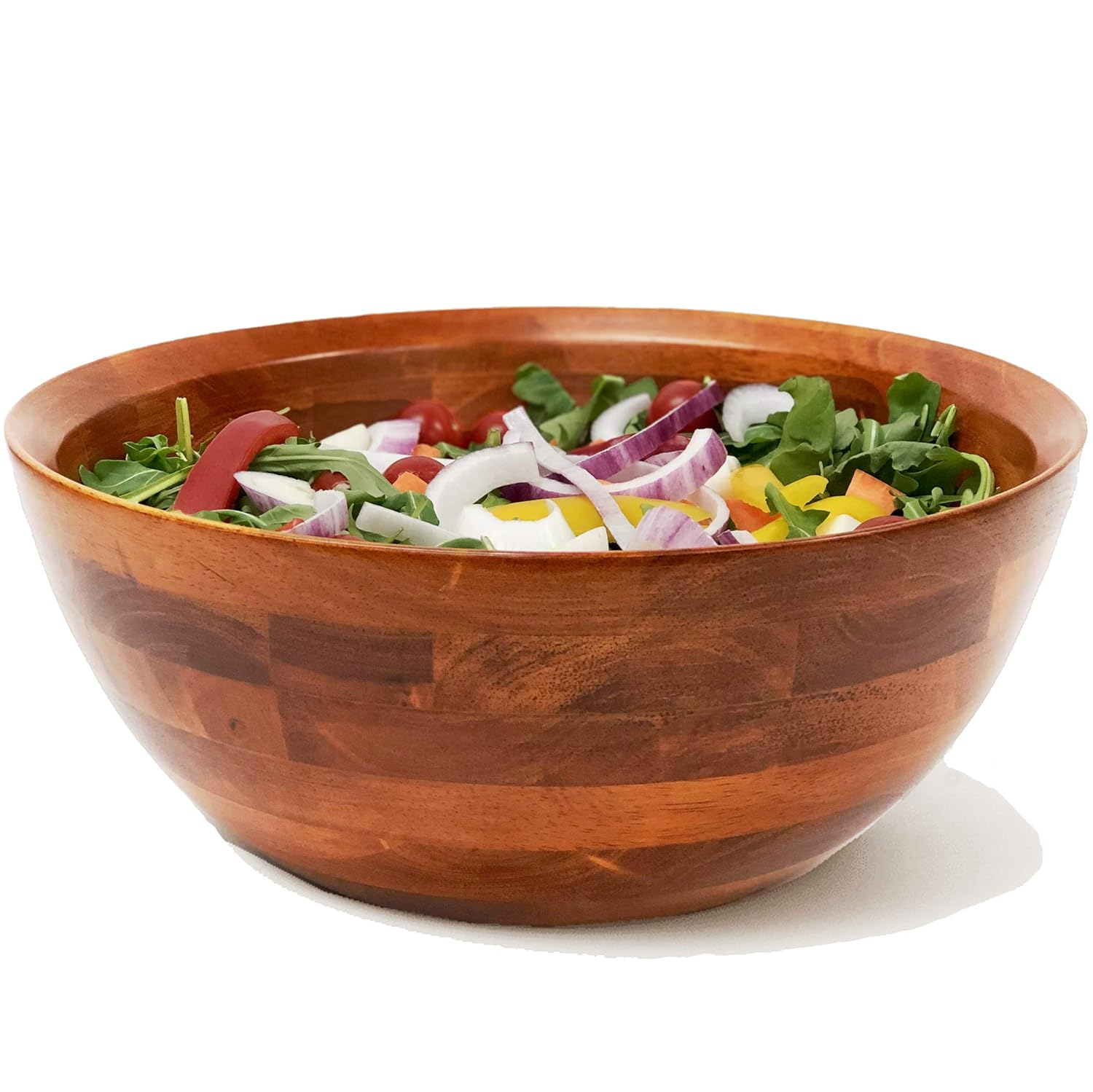 Woodard & Charles Large Wooden Serving Bowl for Salads, Fruits, Popcorn, Pasta, 10” Diameter x 4.5“ Height
