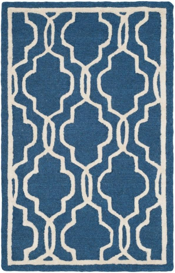 SAFAVIEH Cambridge Kyle Geometric Wool Area Rug, Navy/Ivory, 8' x 10'