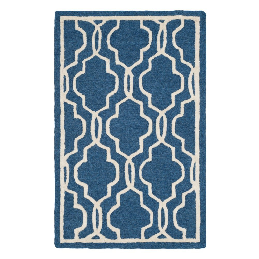 SAFAVIEH Cambridge Kyle Geometric Wool Area Rug, Navy/Ivory, 8' x 10'