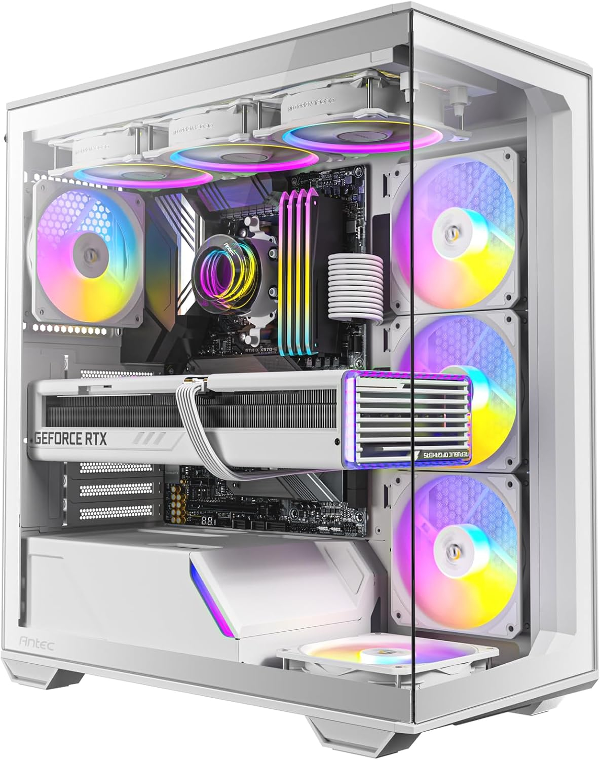 Antec C3 ARGB White, 3 x 120mm & 1 x 120mm ARGB PWM Fans Included, Up to 8 Fans Simultaneously, Type-C 3.2 Gen 2 port, Seamless Tempered Glass Front & Side Panels, 360mm Radiator Support, Mid-Tower AT