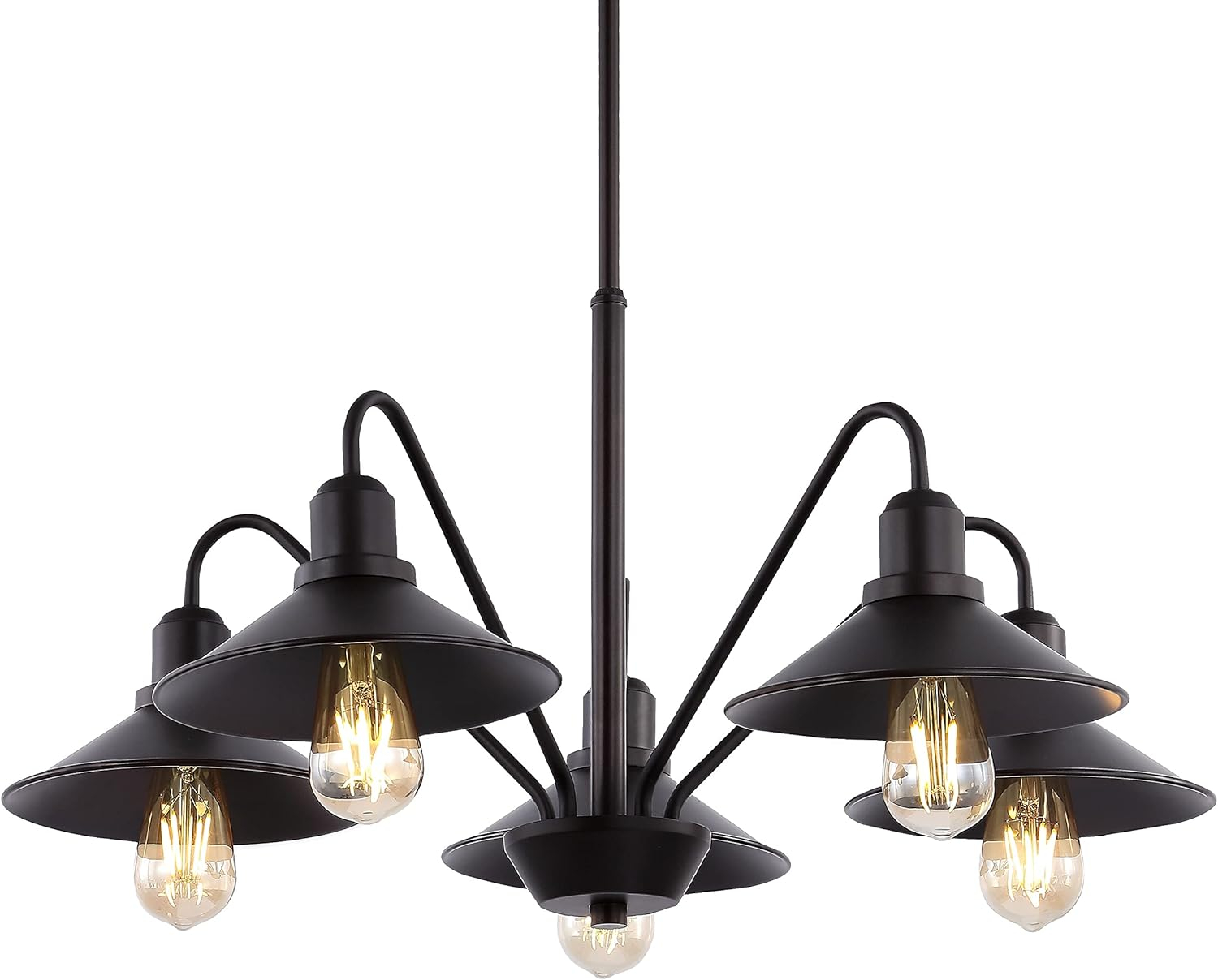 Cole 27" 5-Light Metal Farmhouse Industrial LED Pendant, Oil Rubbed Bronze