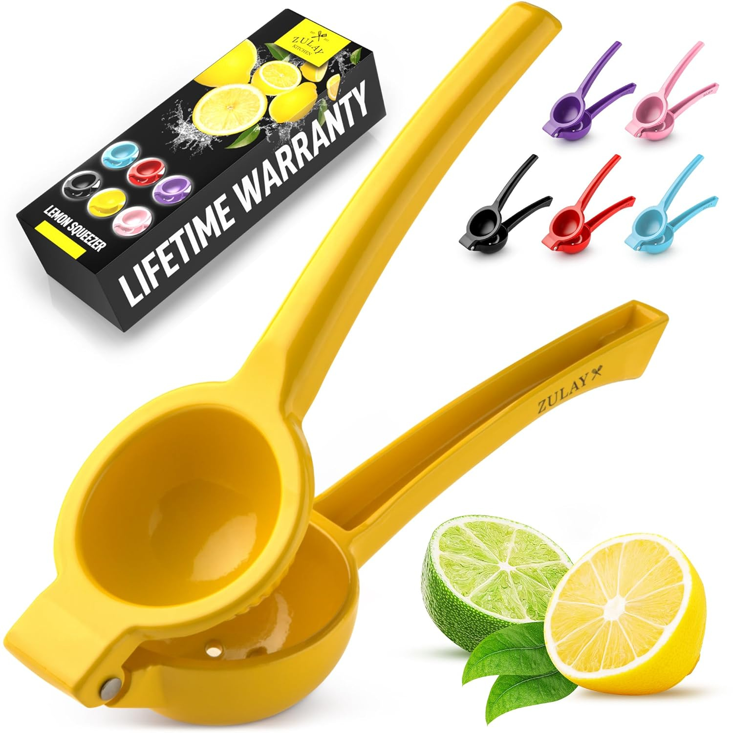 Zulay Kitchen Metal Lemon Squeezer Citrus Juicer Manual Press for Extracting the Most Juice Yellow
