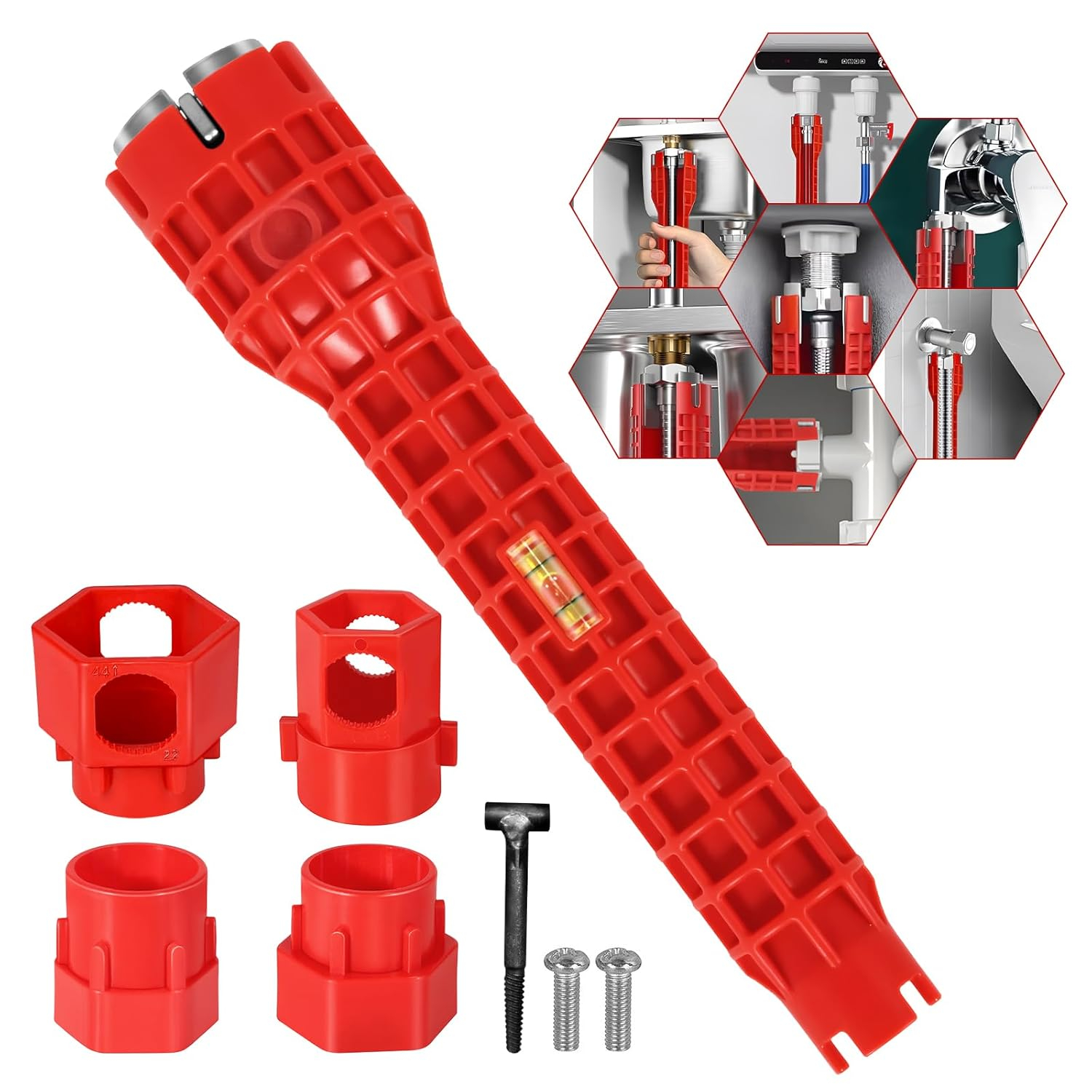 Forlivese 14-in-1 Multi-Function Basin Wrench,Faucet Installer and Sink Drain Nut Removal Tool,One-Way Plumbing Wrench for Tight Spaces